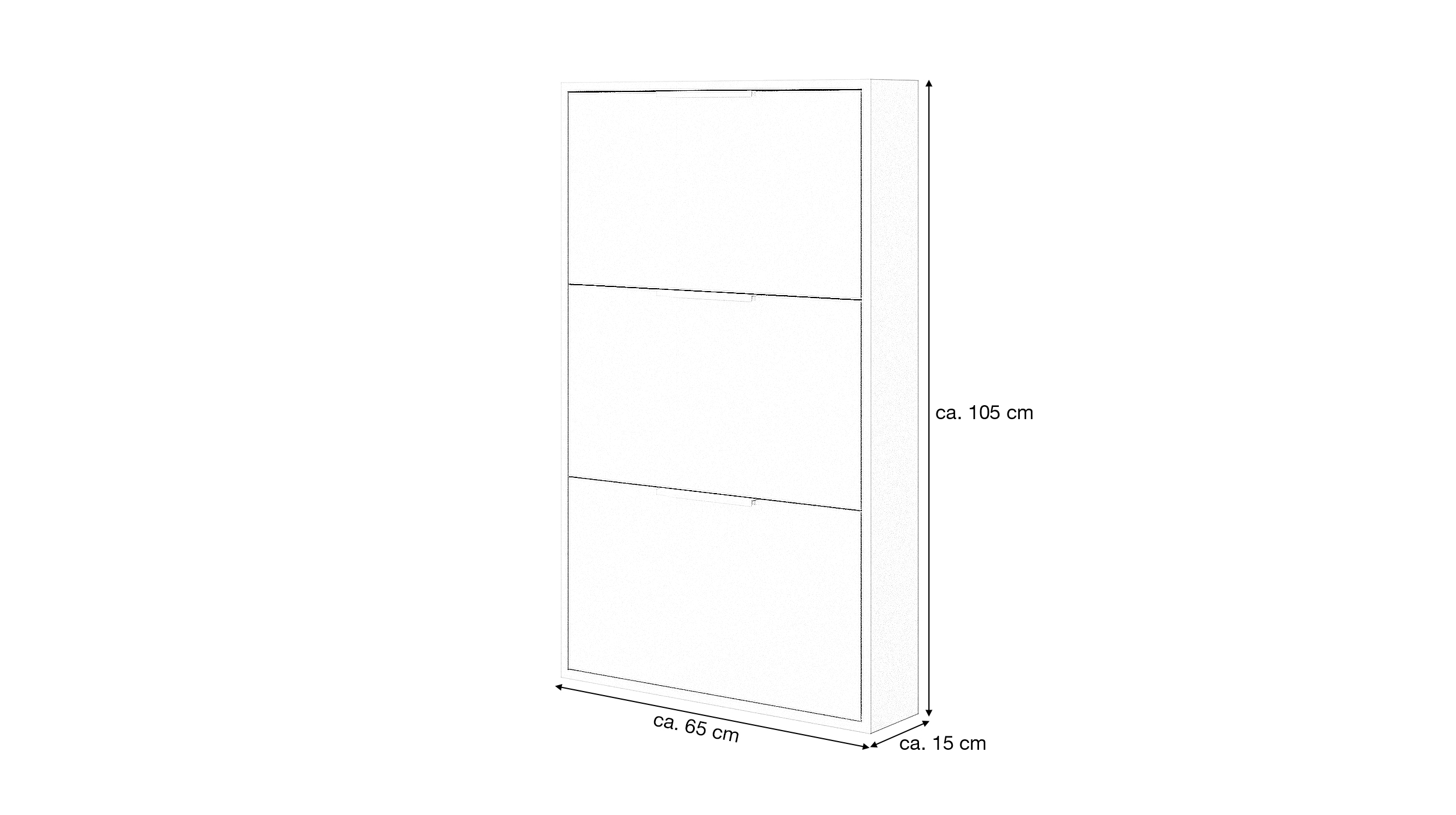 Schuhschrank weiß hochglanz 3-türig 65 x 105 cm - ESPRESSO