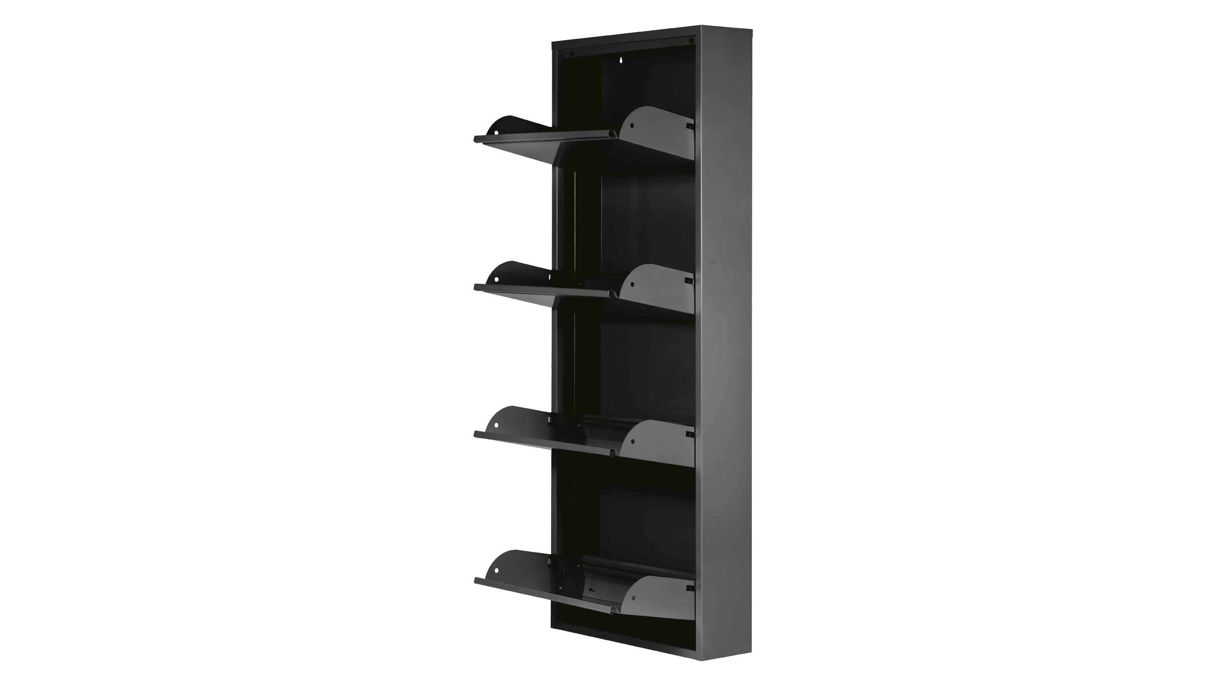 Schuhschrank schwarz lackiert 50 x 105 cm - 4-türig - KARL