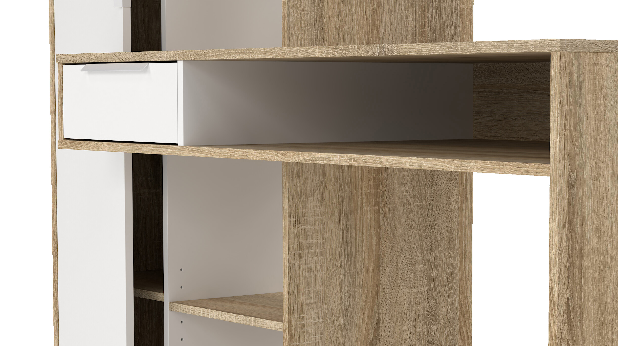Computerschreibtisch Eiche - weiß 163 cm - FUNCTION PLUS