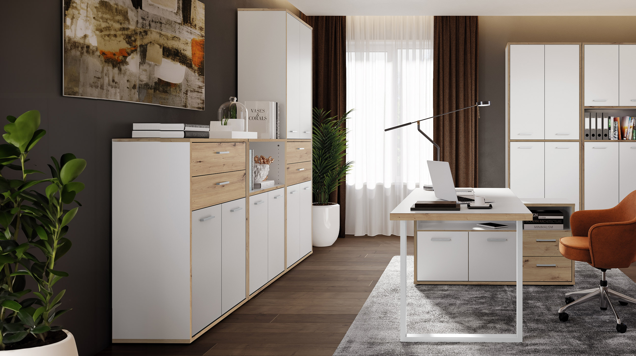 Mehrzweckschrank weiß - Artisan Eiche 85 x 226 cm - KEFLAVIK