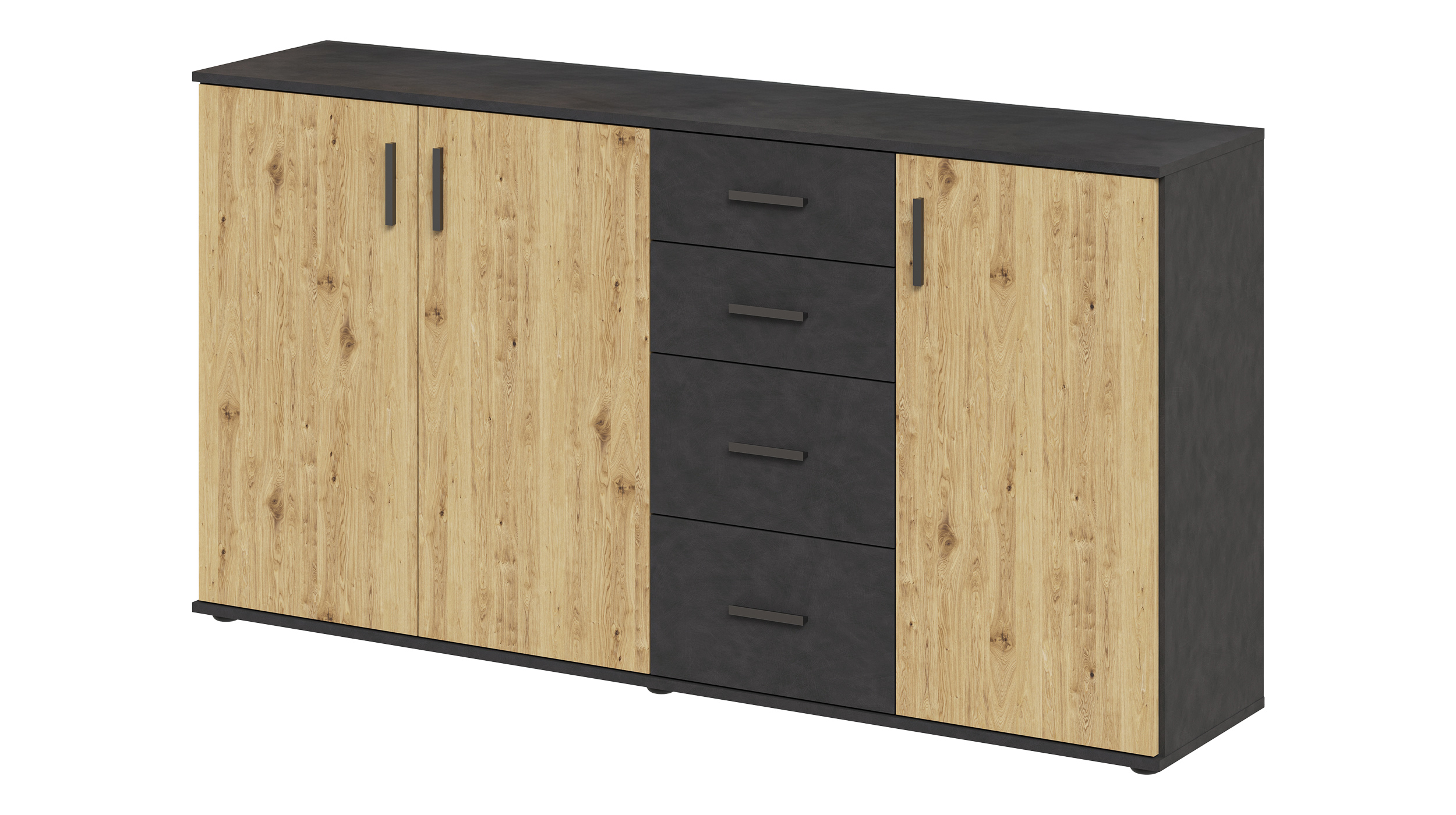Kommode mit Schubladen anthrazit Artisan Eiche 160 cm - ALBATA