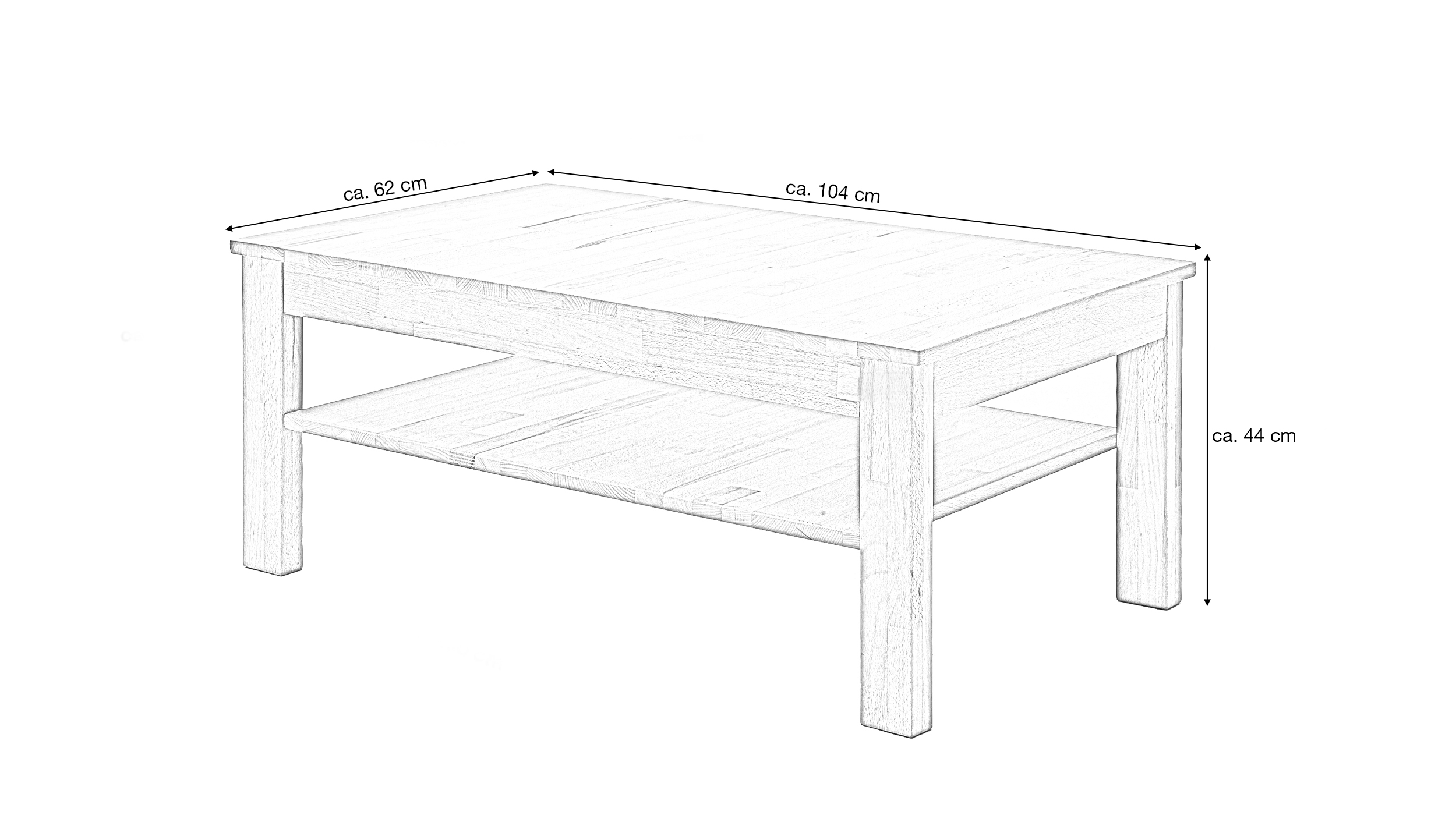 Couchtisch Massivholz Kernbuche geölt 104 x 62 cm - FENJA