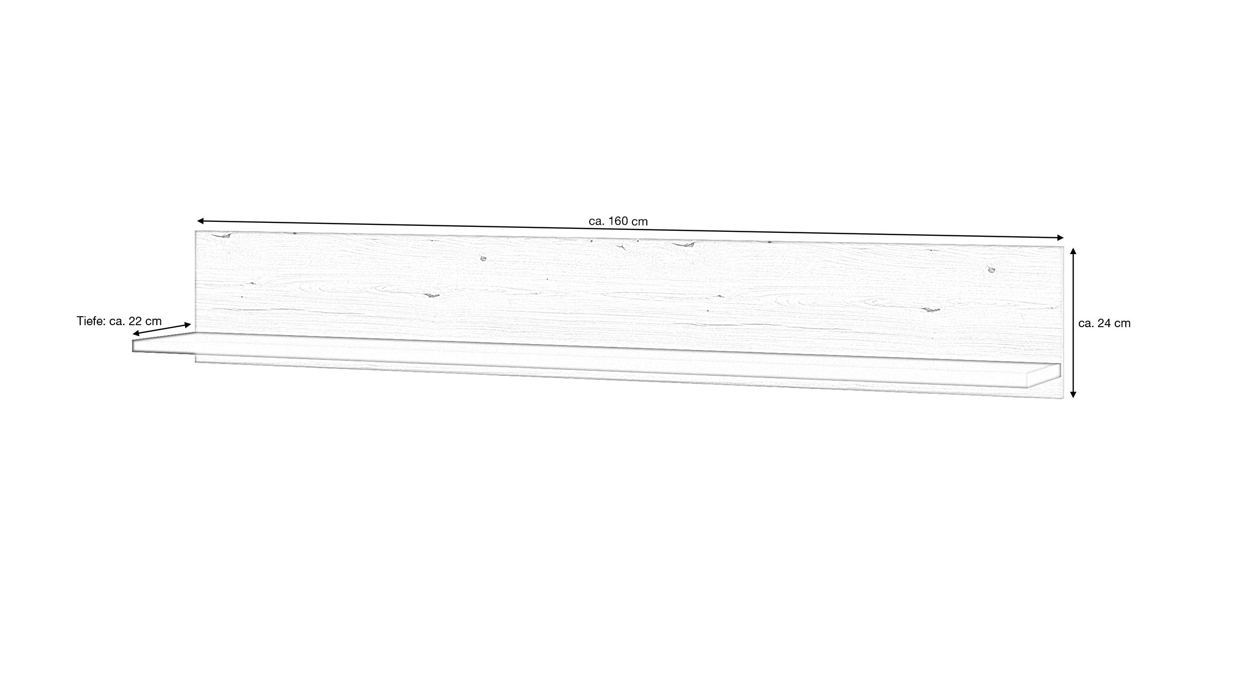 Wandboard Coast Evoke Eiche - grau 160 cm - CORTE