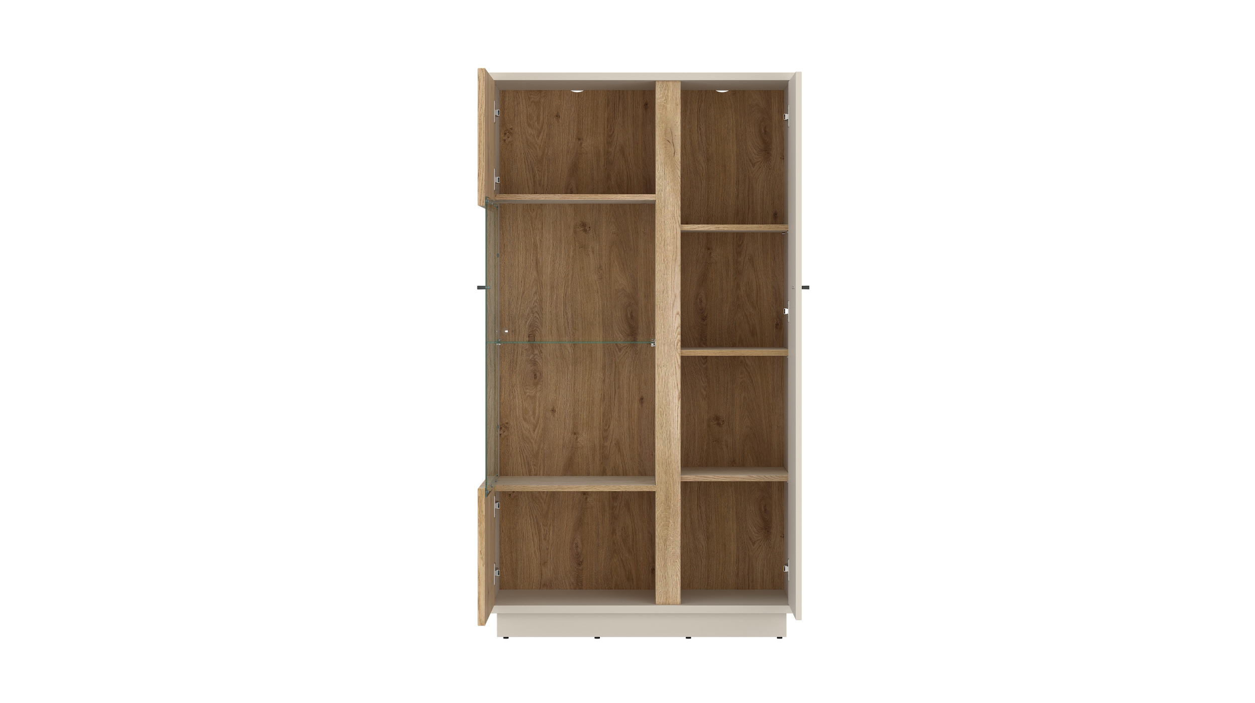 Vitrine mit Glastür beige - Eiche - Breite 87 cm - MOSANO