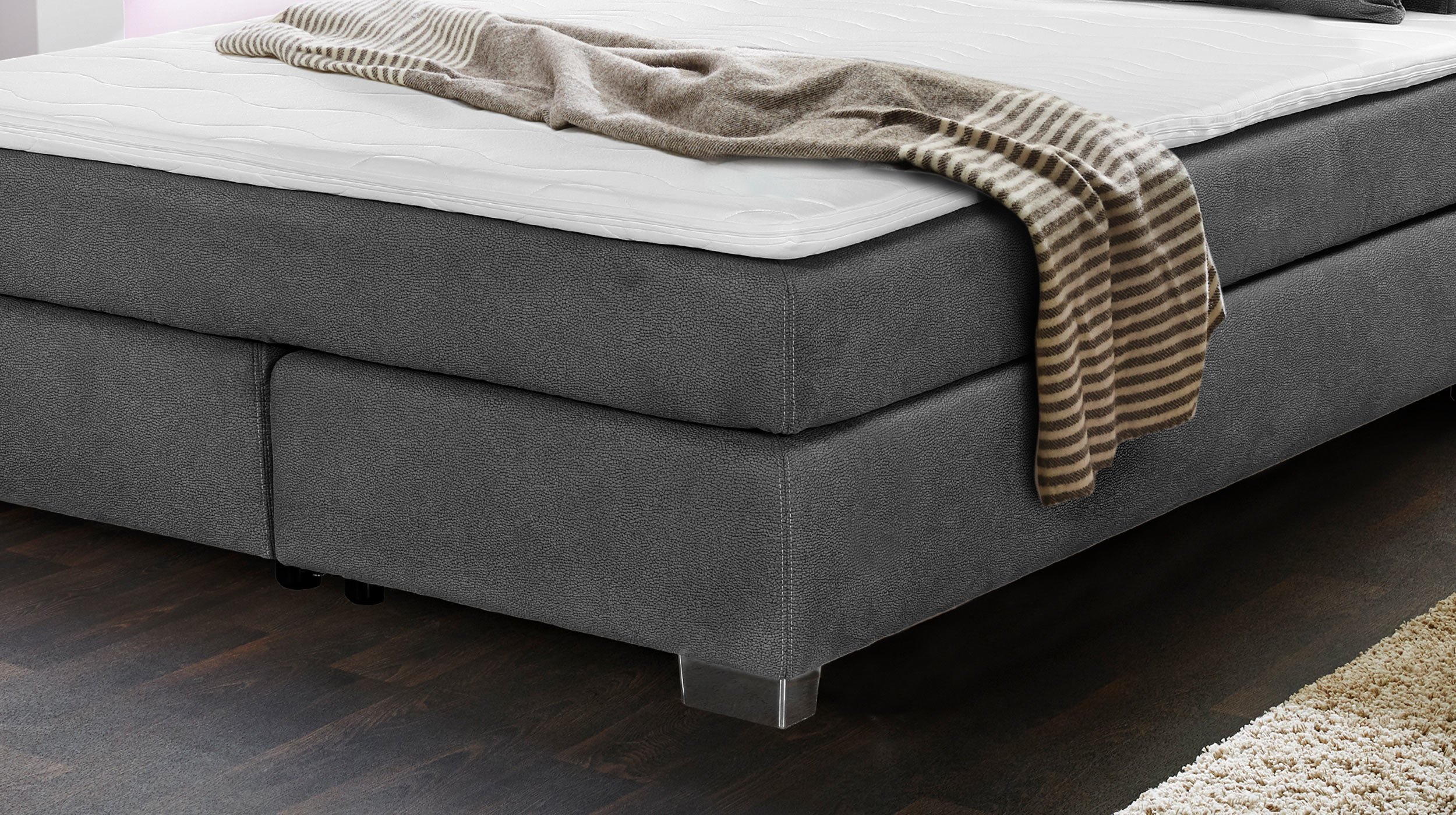 Boxspringbett 160 x 200 cm grau H3/H4 - ROMANA - MIX