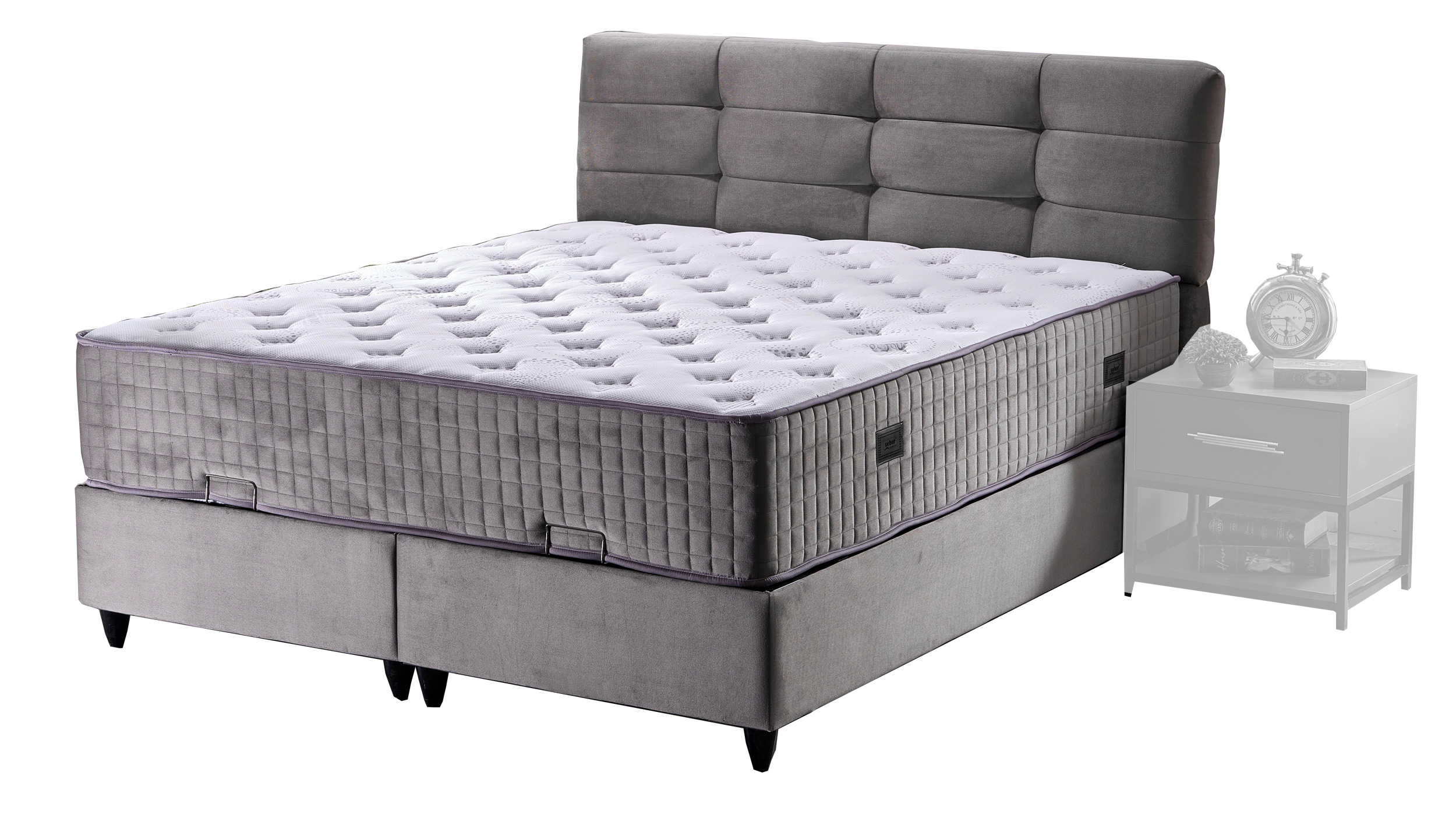 Boxbett 140 x 200 cm Stoffbezug grau - NAOMI