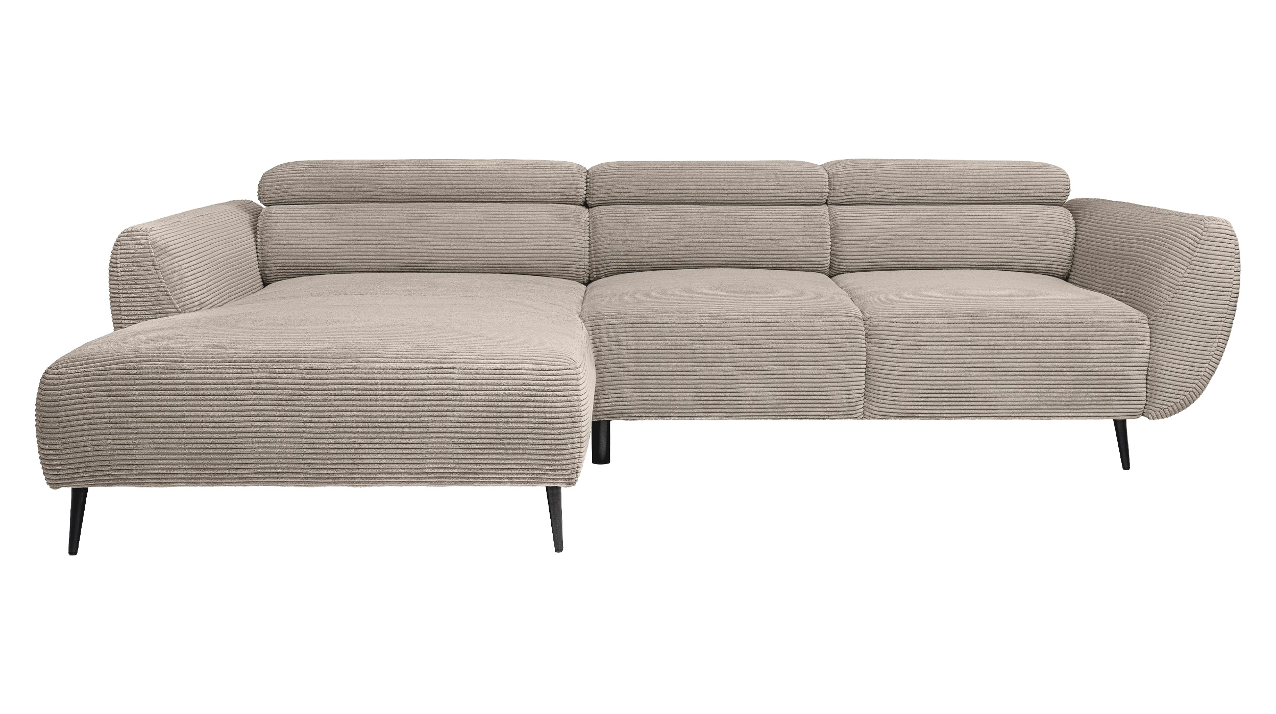 Ecksofa Cord beige elektrisch ausfahrbar 277 cm - OT- links - ALISSON
