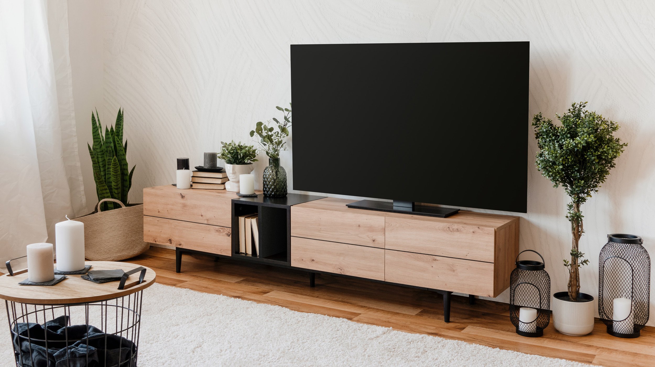 TV - Lowboard Artisan Eiche - schwarz 195 cm - NOLA