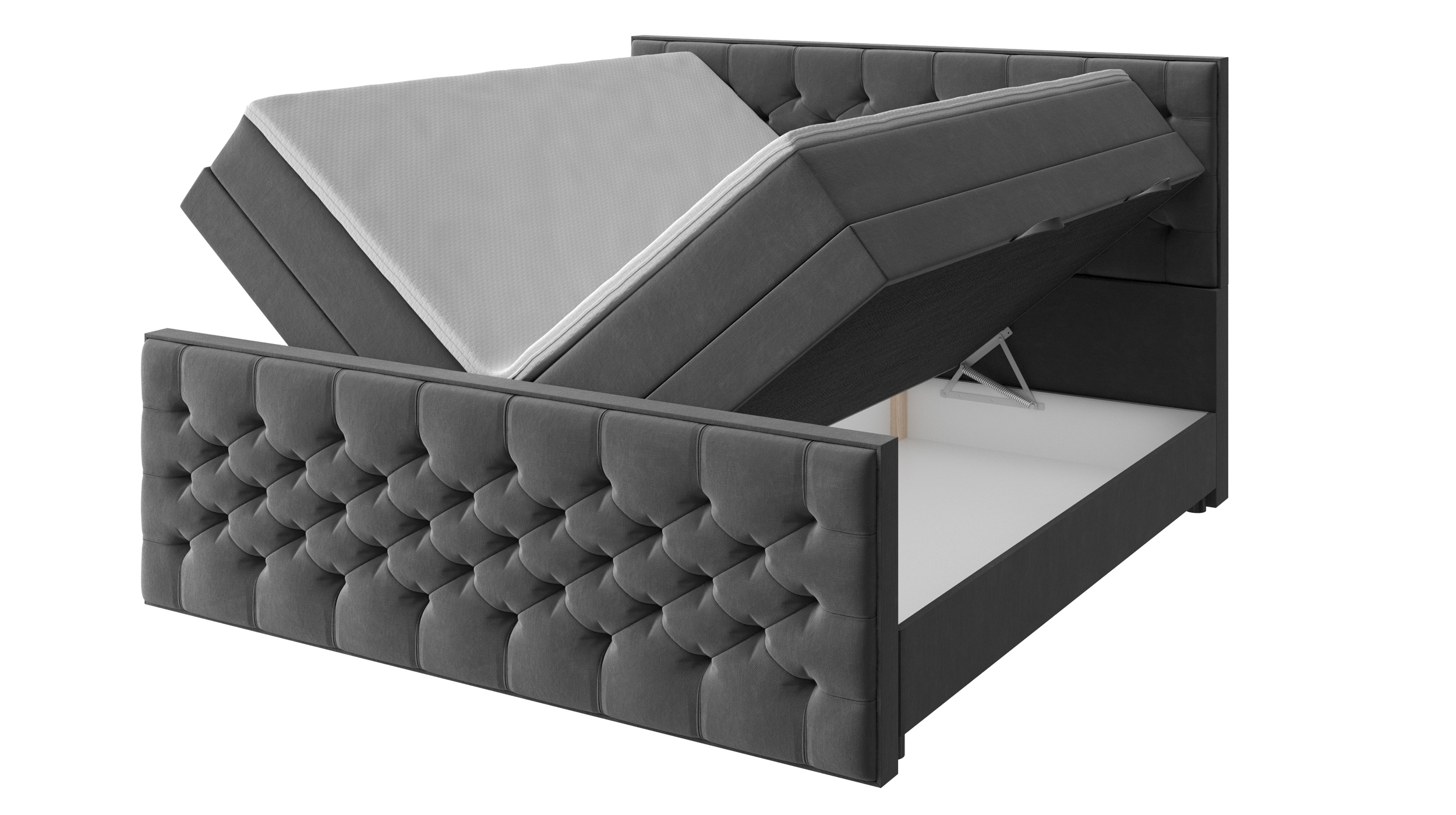 Boxspringbett 200 x 200 cm mit Bettkasten grau - LANCIANO
