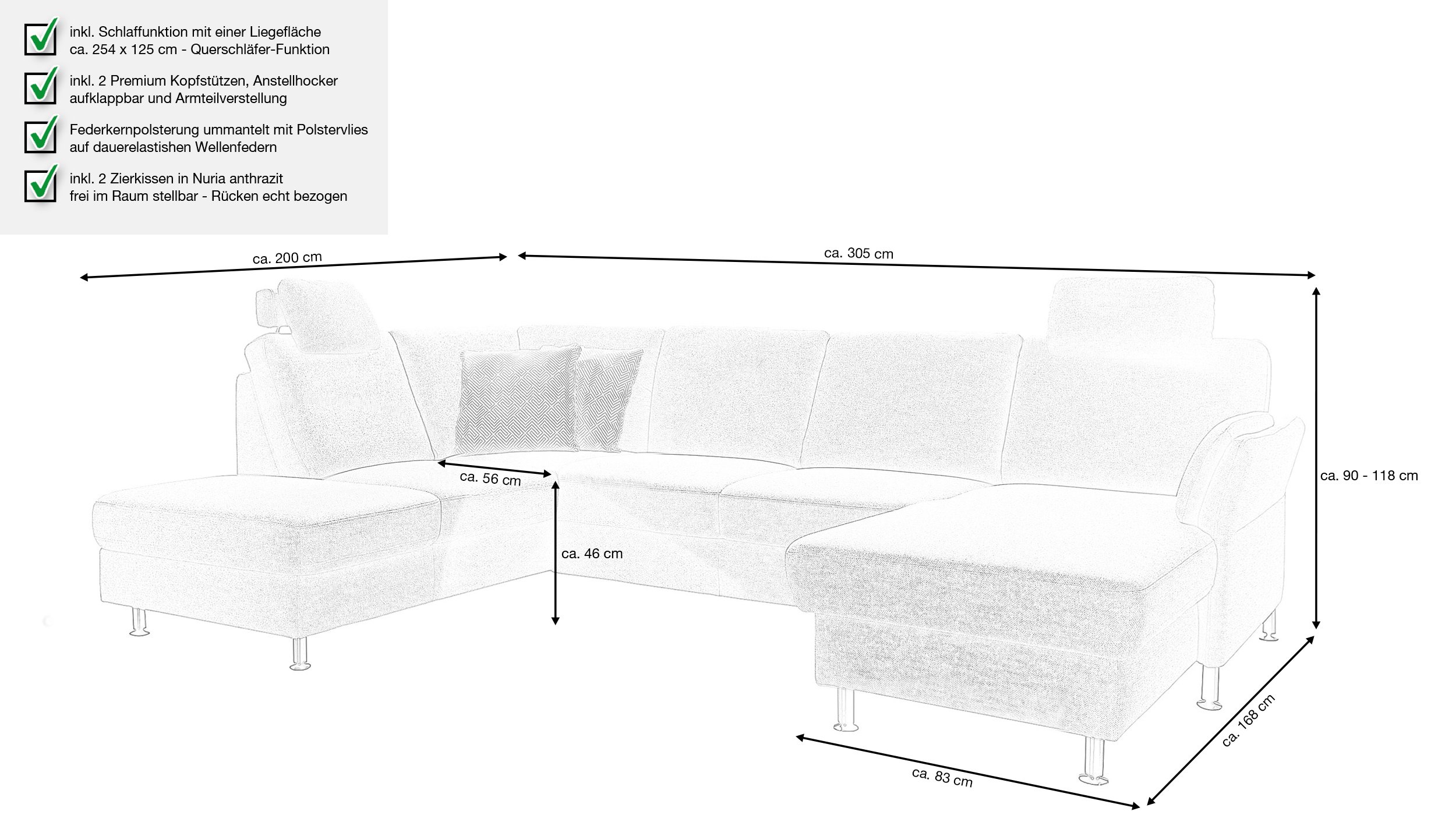 Couchliebe® Wohnlandschaft planbar - unica steel - Premium Version - LAVADA
