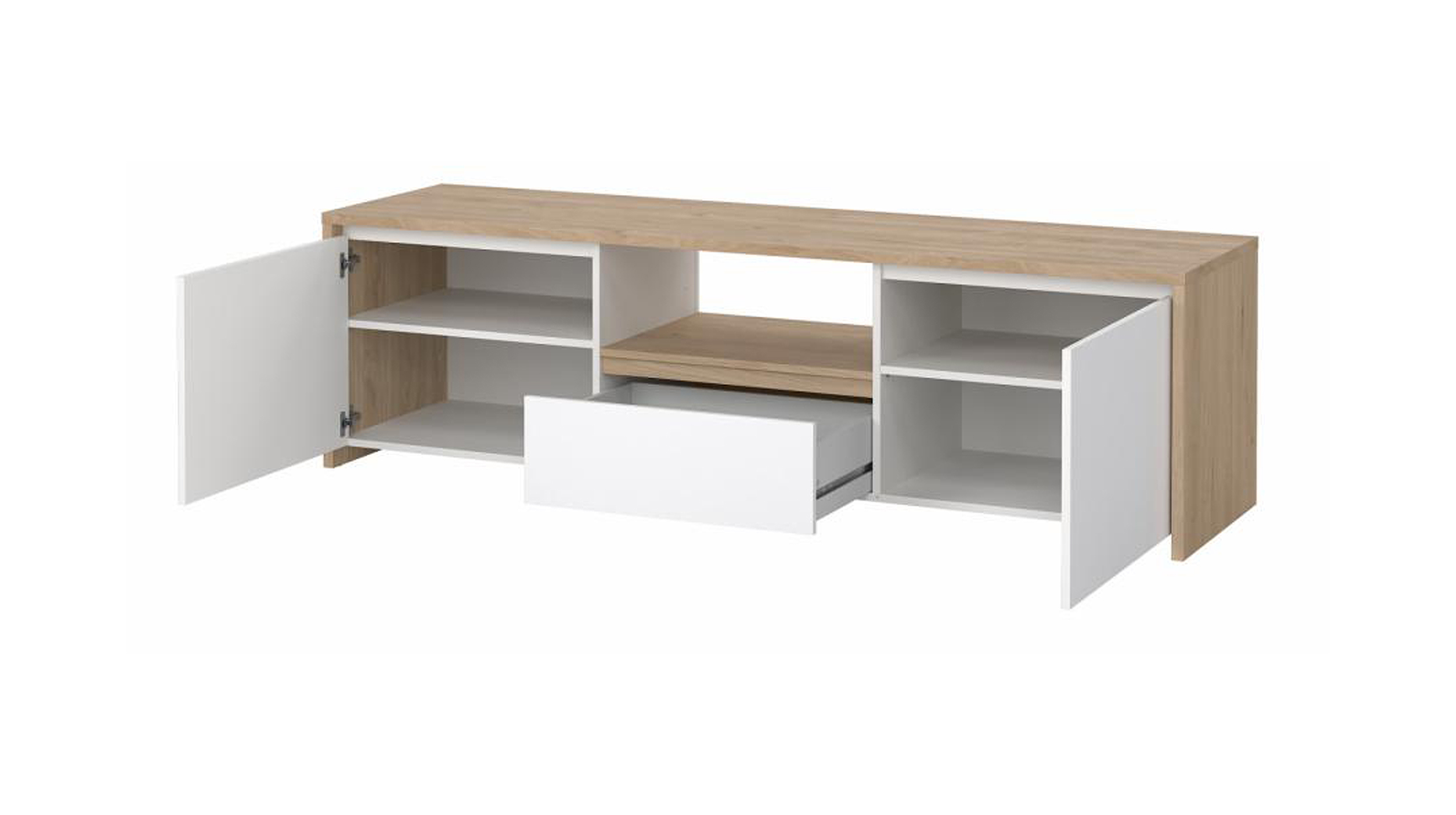 TV-Lowboard weiß hochglanz - Jackson Hickory - 179 cm - NEXT