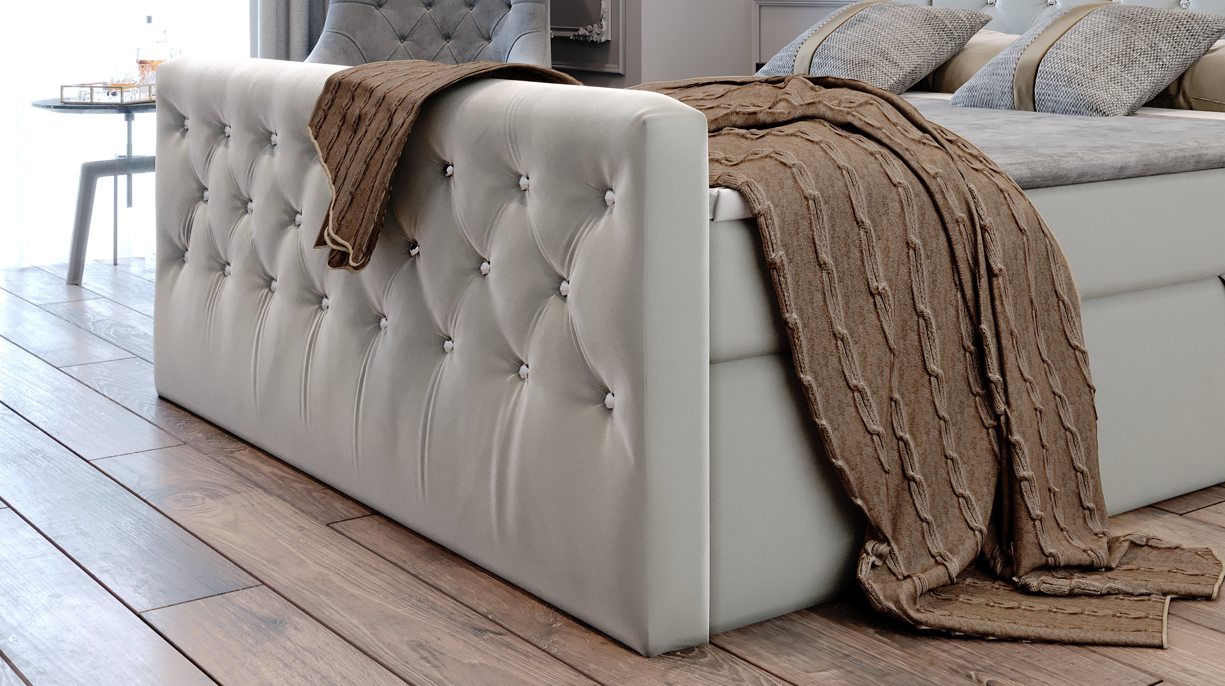Boxbett 180 x 200 cm mit Bettkasten grau - SINGAPUR LUX