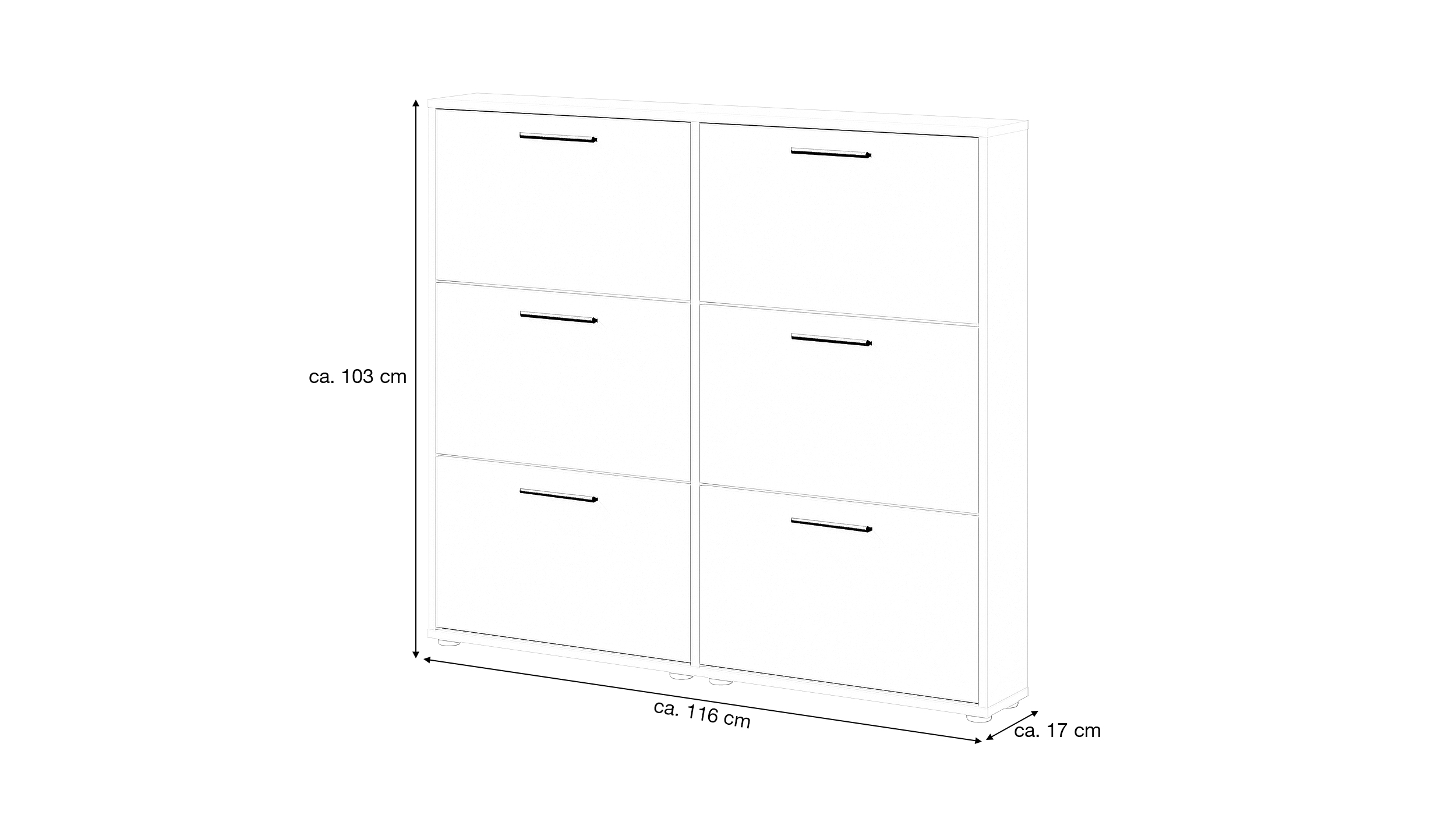 Schuhschrank beige 6-türig 116 x 103 cm - SAMMY