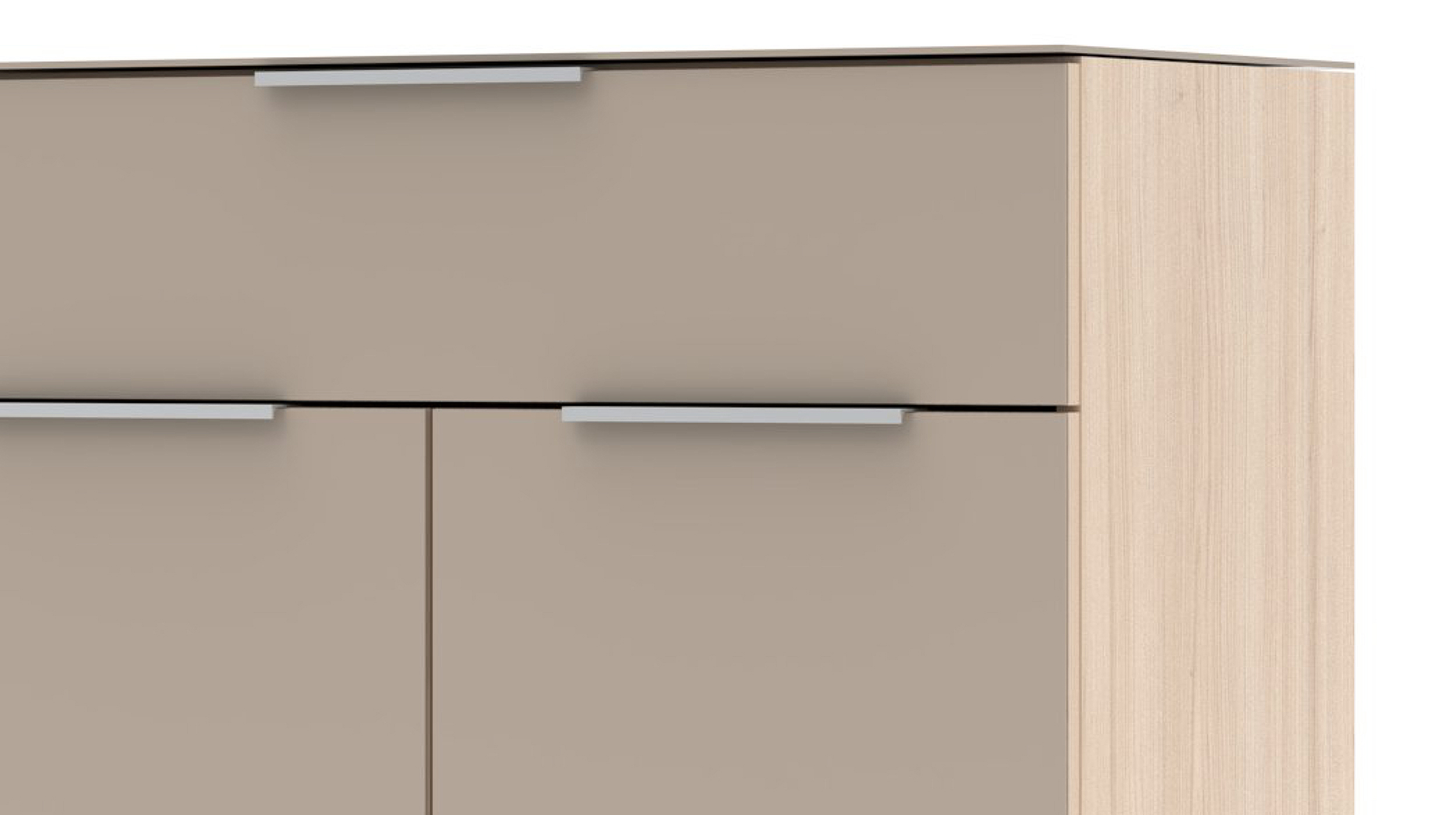 Kommode mit Schublade beige Glasfront Riva Eiche 80 cm - SANTORIN