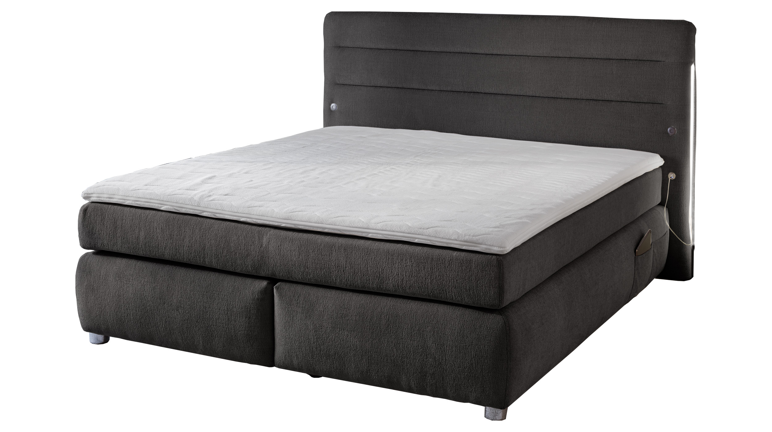 Boxspringbett 180 x 200 cm grau LED Chenille - LIVIA
