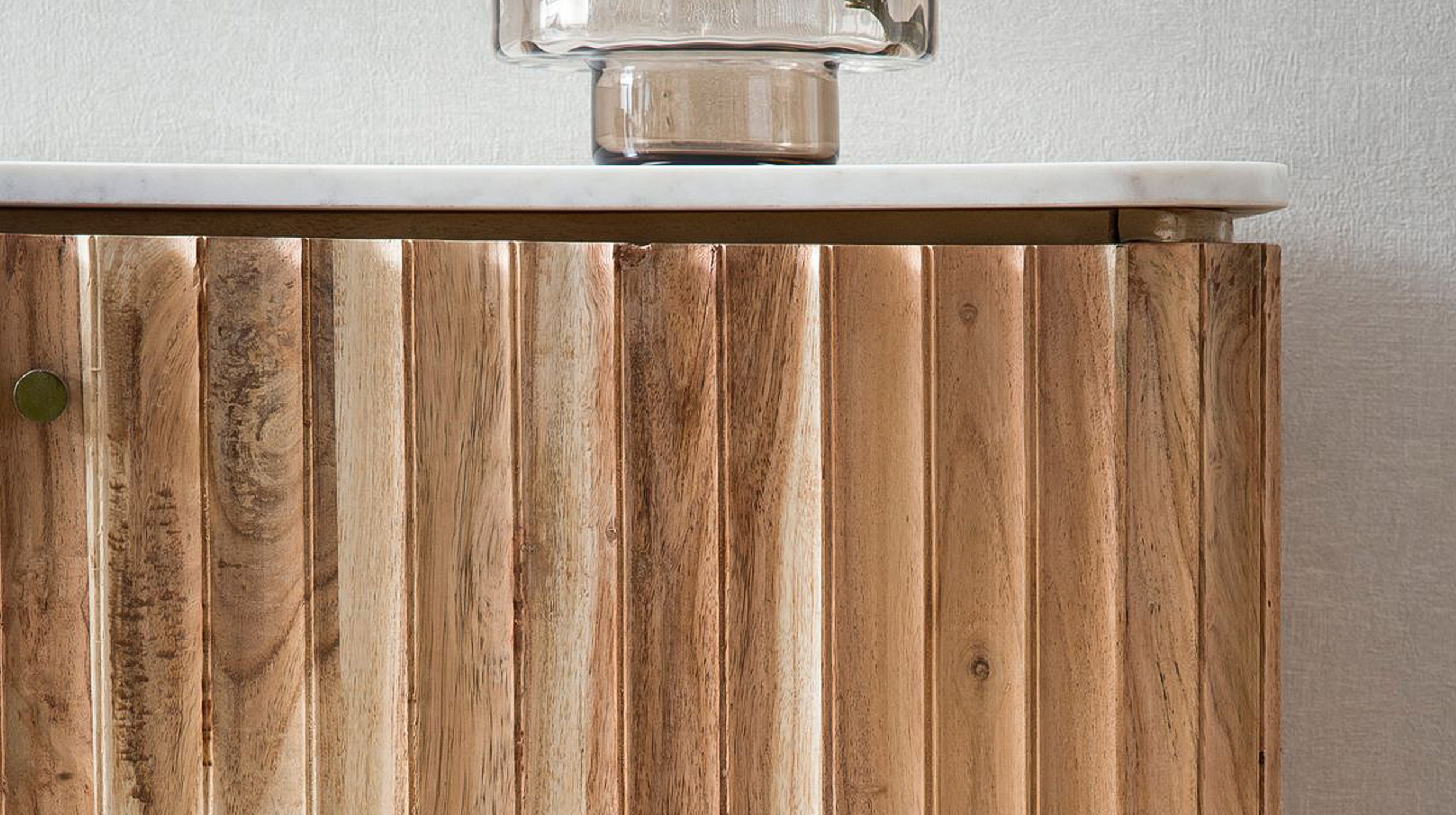 Sideboard mit 3 Schubladen Akazie massiv - Marmor 150 cm - HEDRA
