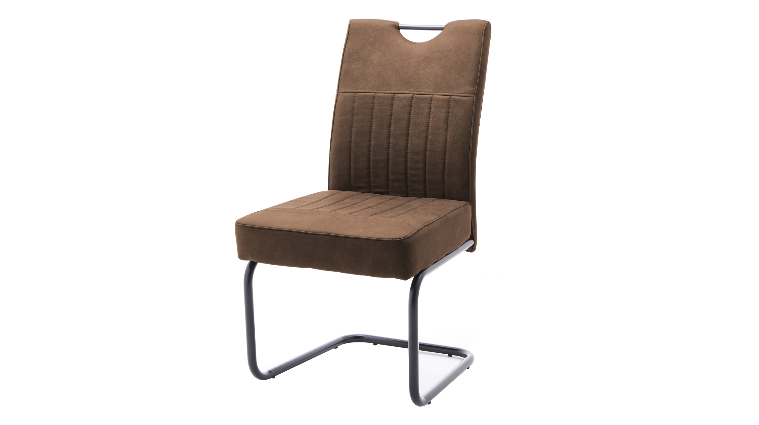 Schwingstuhl für Esszimmer braun Microfaser - MARTE