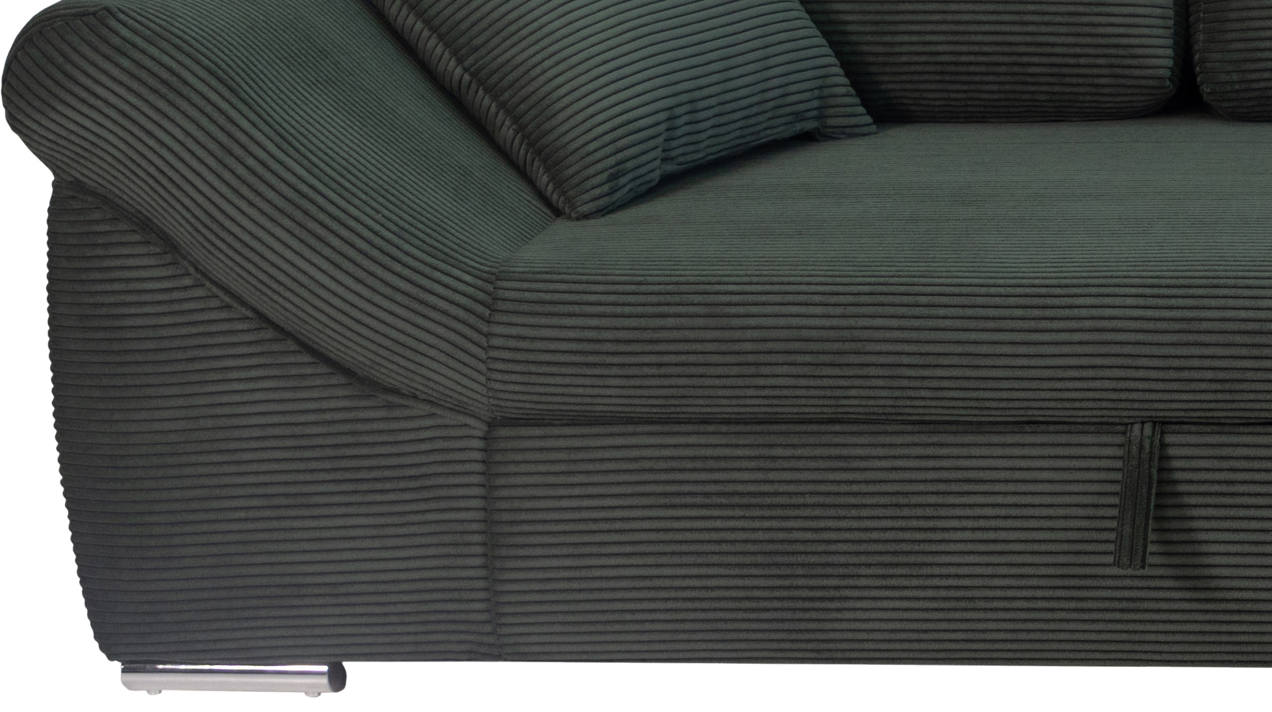 Ecksofa Schlaffunktion Bettkasten grün Cord 261 cm - RAMONA