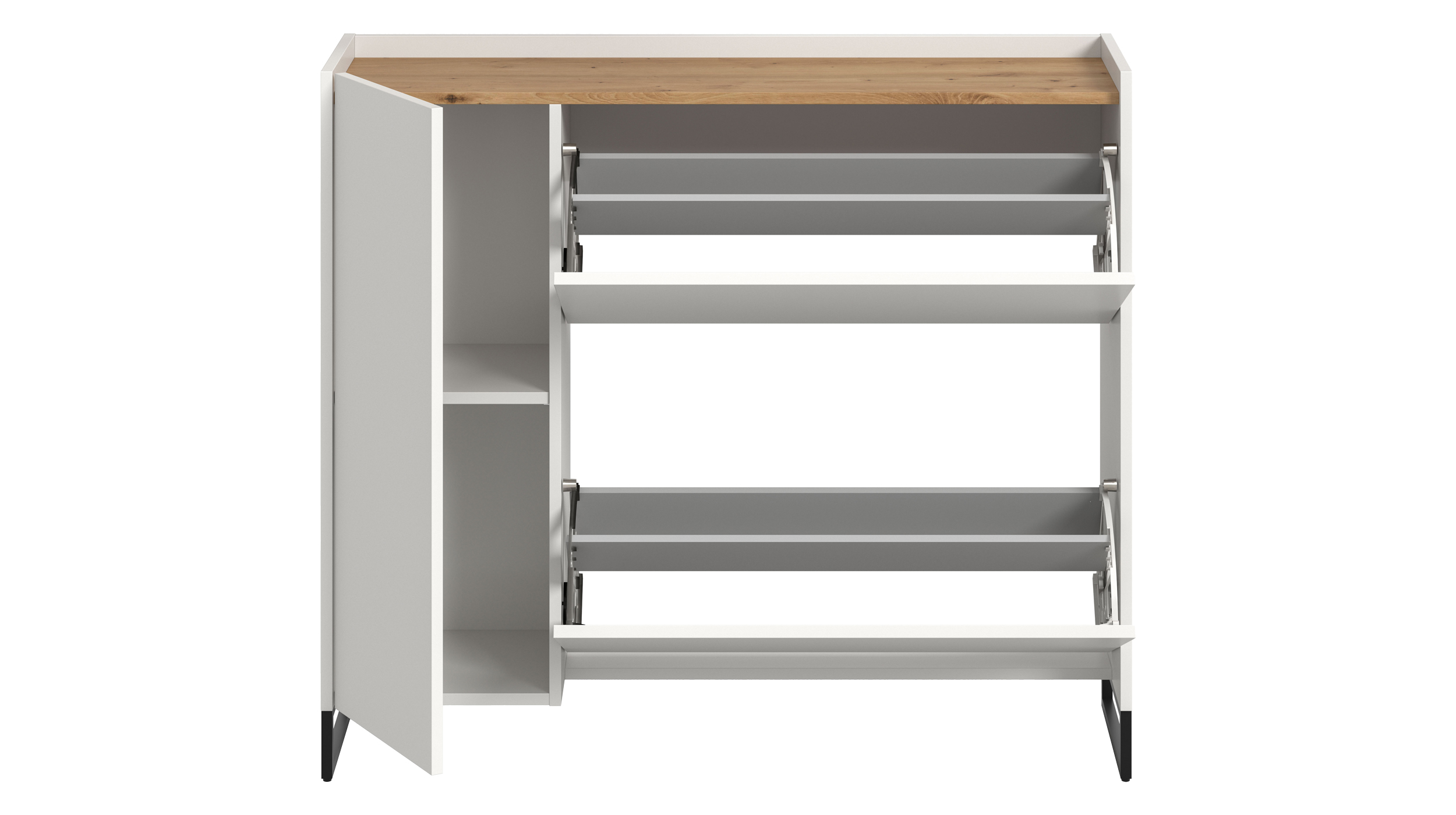 Schuhschrank weiß Artisan Eiche 110 x 94 cm - 3-türig - DRIVE