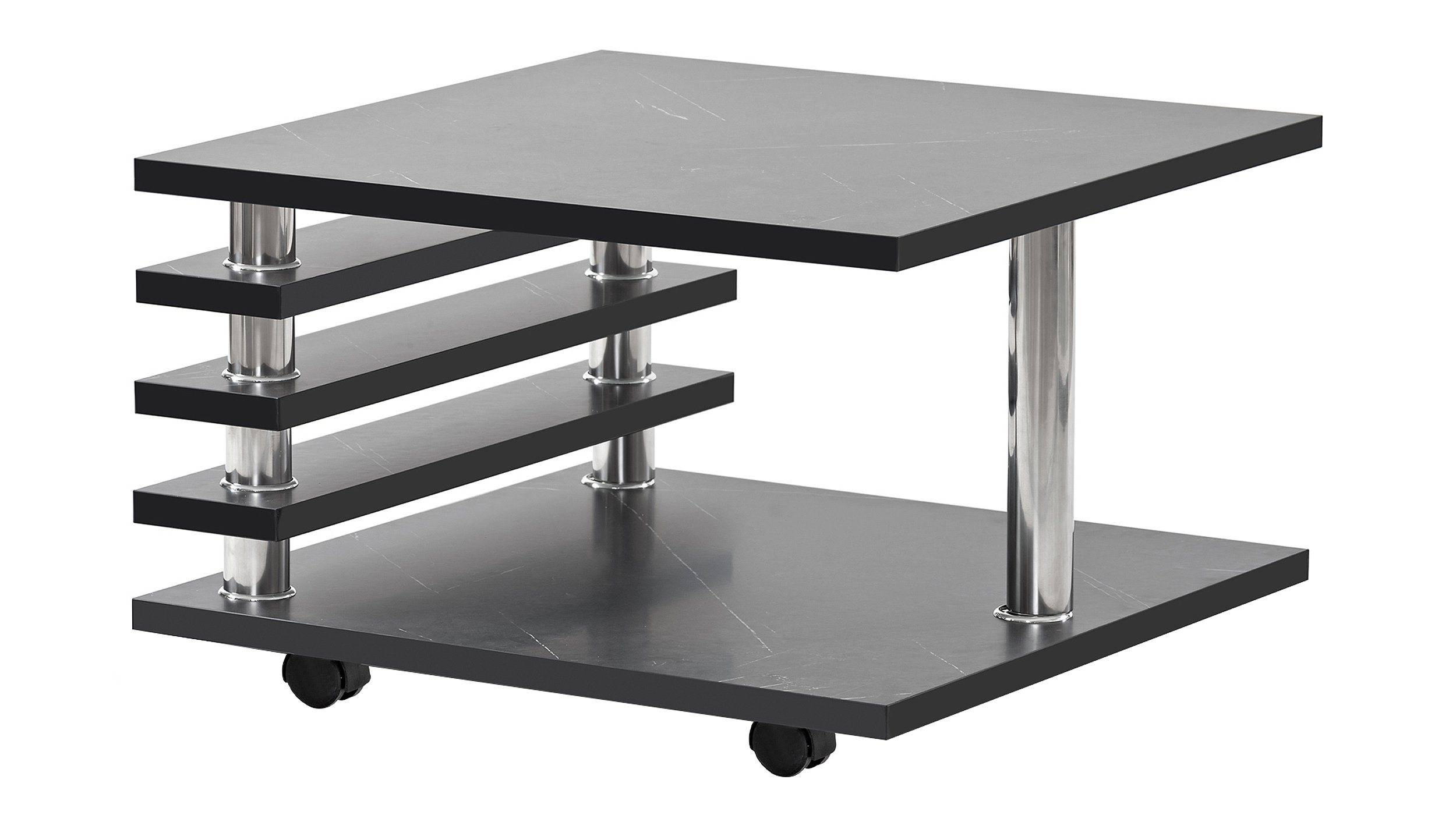 Couchtisch schwarz 65 x 65 cm Marmoroptik - ALVARO