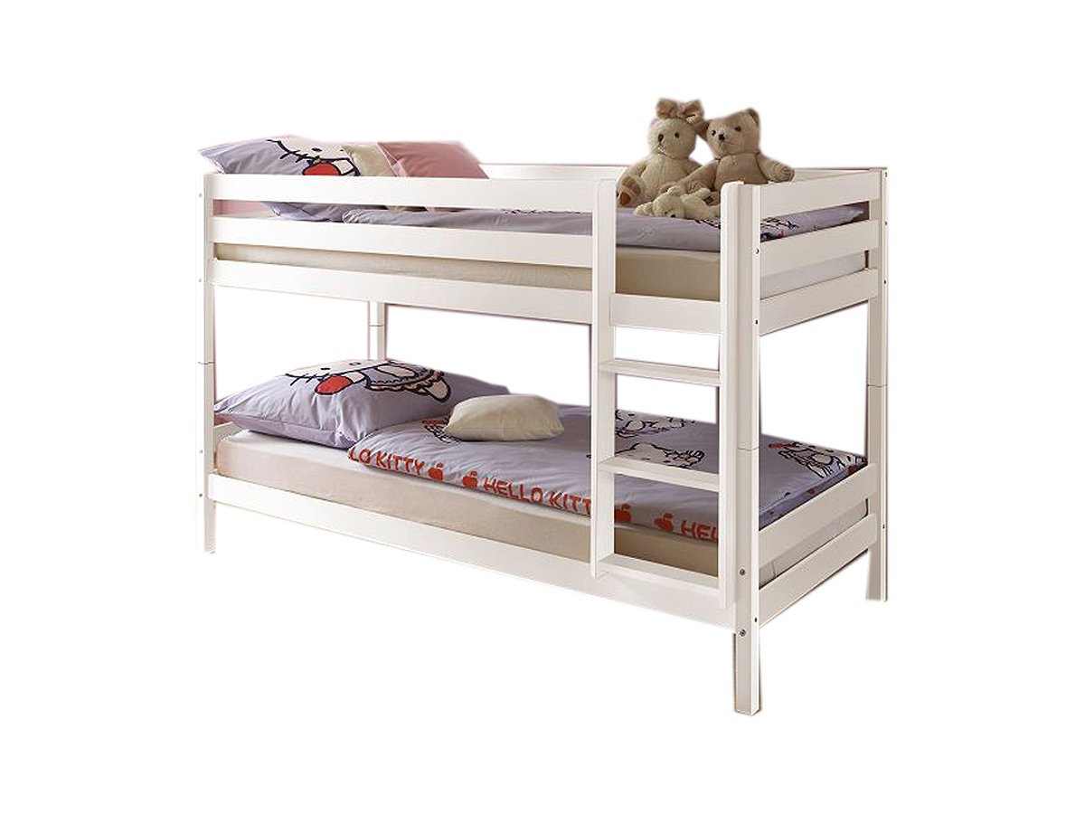 Etagenbett 90 x 200 cm Massivholz Kiefer weiß Kinderbett - MORITZ