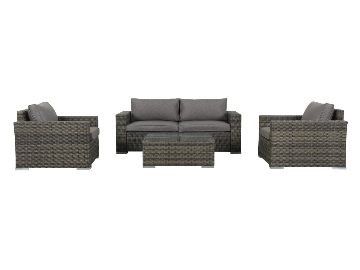 Gartenmöbel Set 4 tlg braun mit Kissen - HOLIDAY