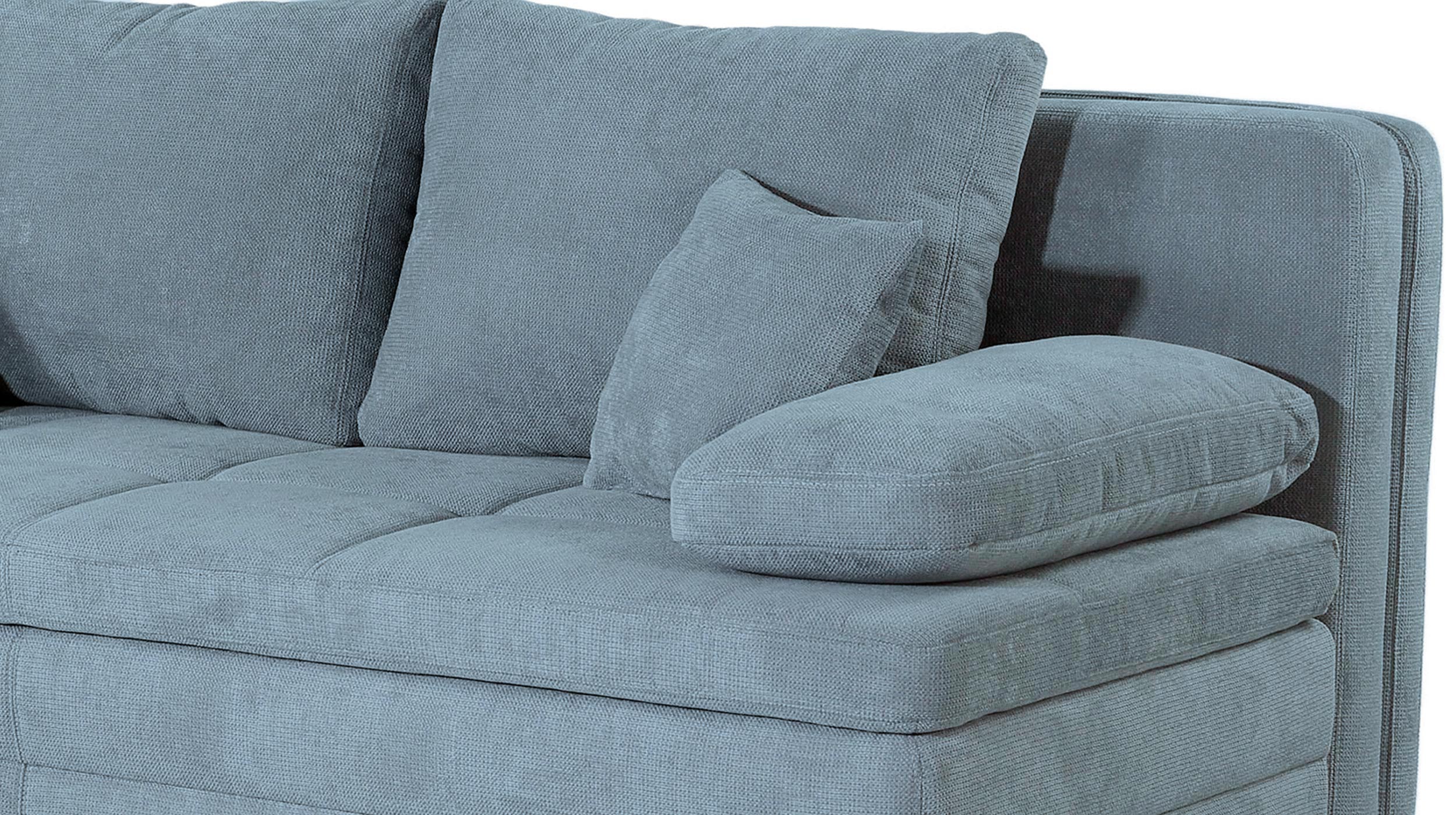 Schlafsofa Bettkasten Dauerschläfer hellblau Federkern - LINDAU