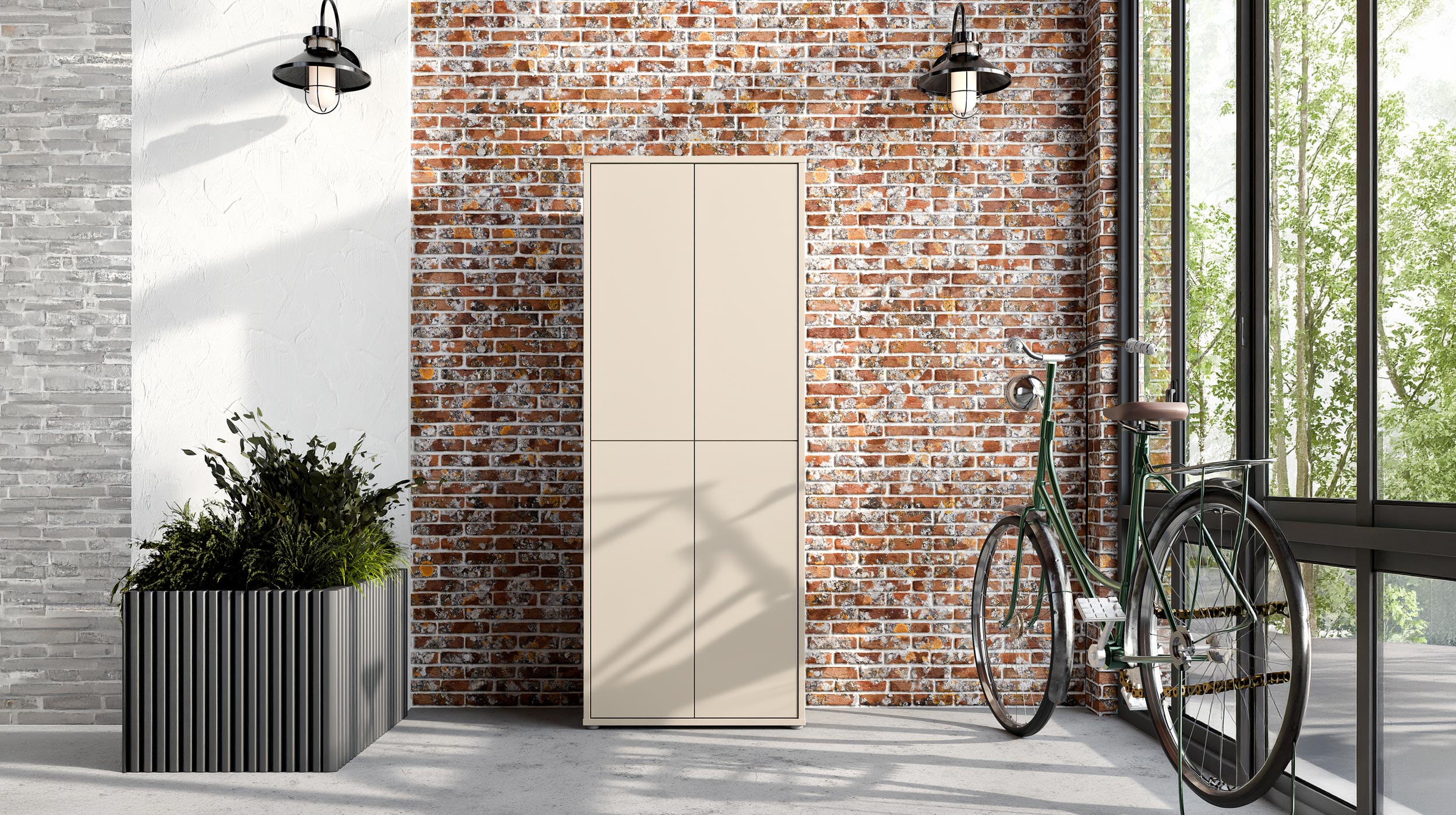 Schuhschrank beige 75 x 192 cm 2-türig - ALICE SPRINGS