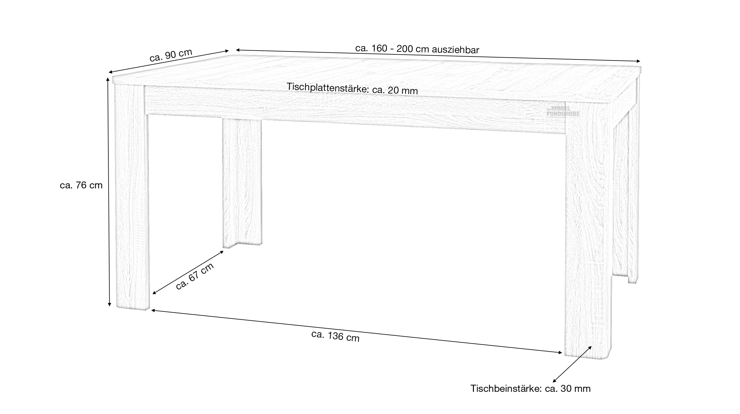 Esstisch 160 - 200 cm ausziehbar Sonoma Eiche - ASTON