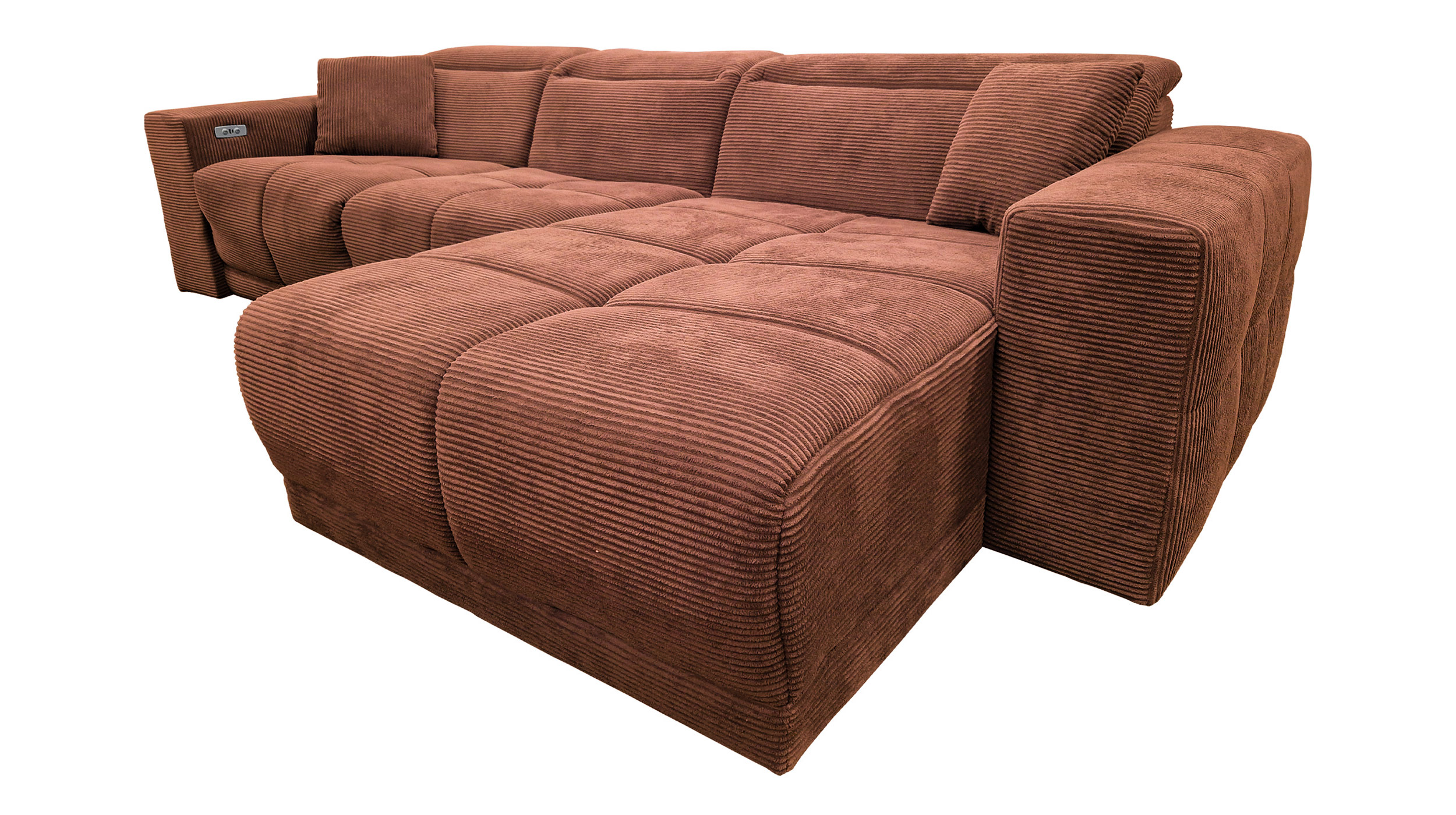 Ecksofa Cord rost 302 x 167 cm mit Relaxfunktion - OT rechts - TONI