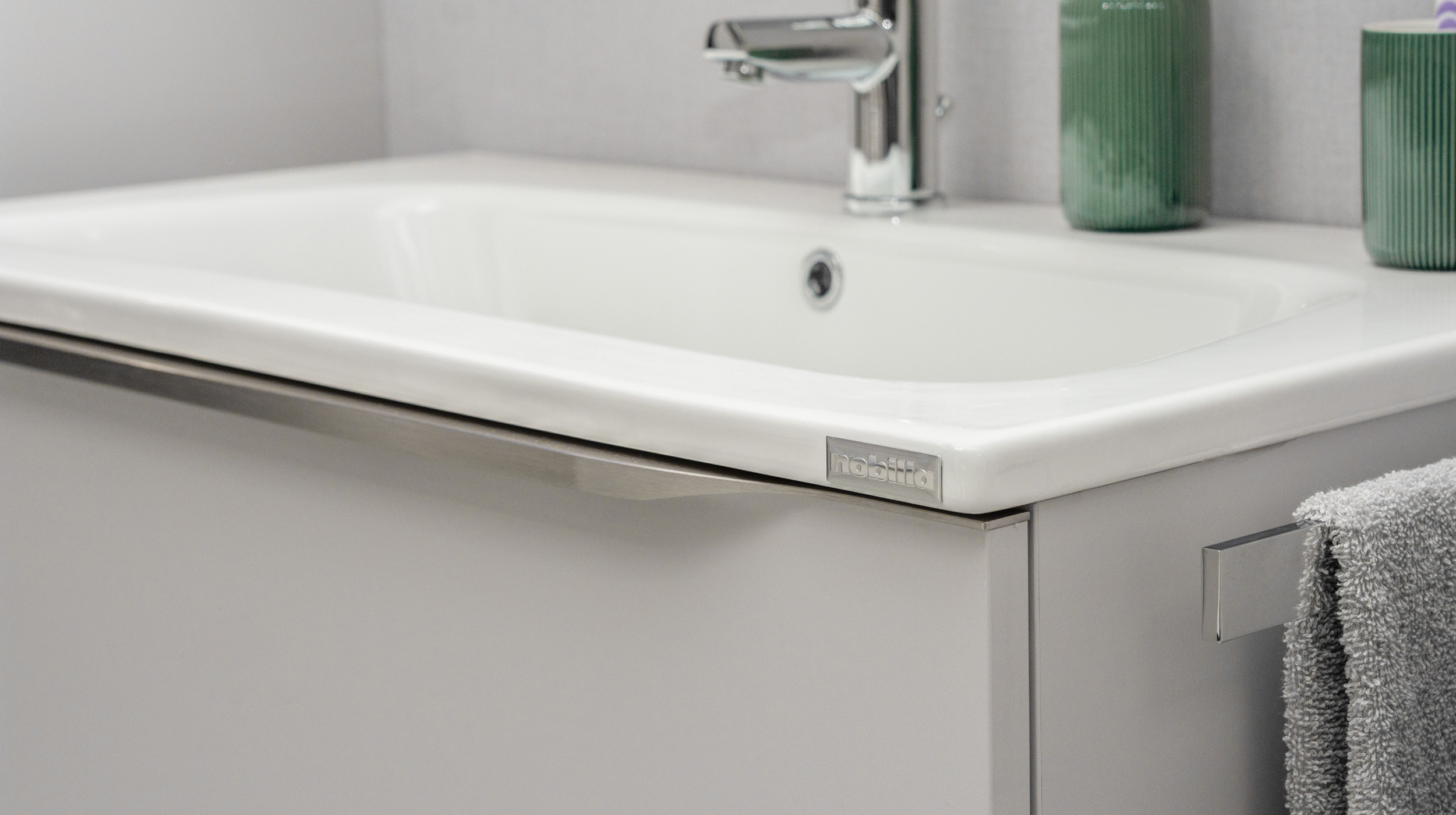 Badmöbel-Set grau - 2 Teile - Waschtisch 90 cm - LISANDRO