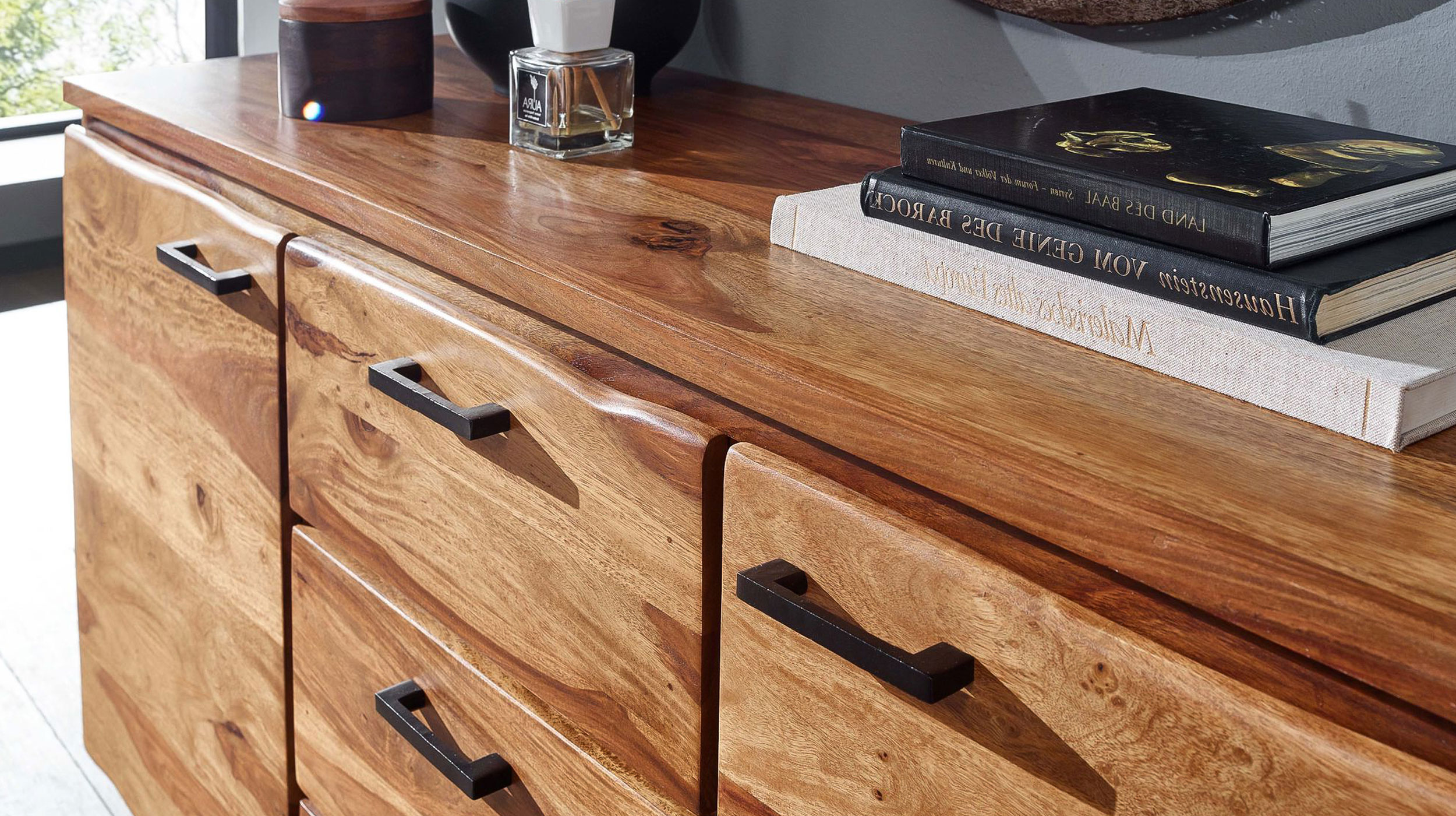 Sideboard mit 3 Schubladen Sheesham massiv 145 cm - VINNAN
