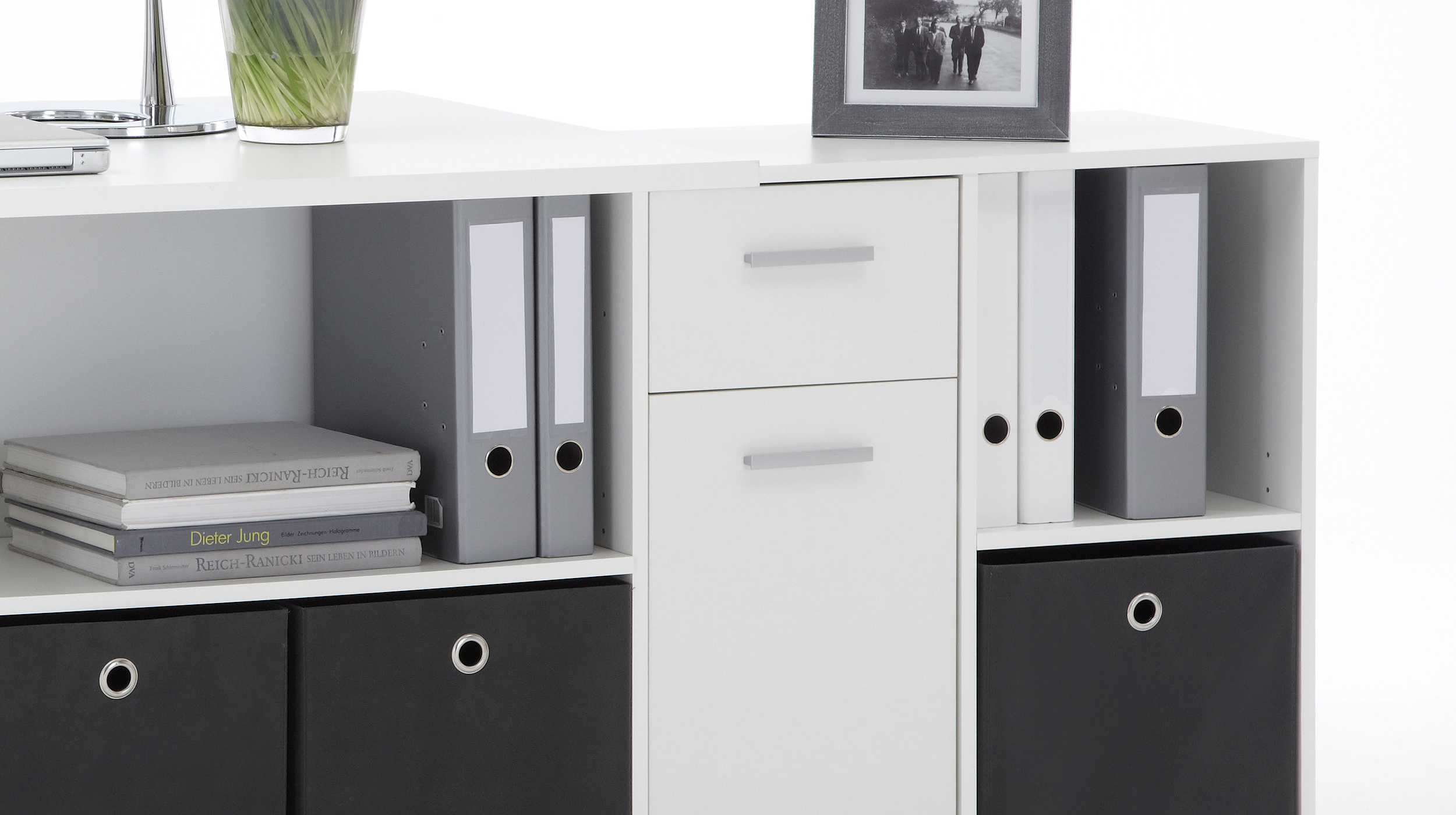 Eck-Schreibtisch weiß 136 cm - mit Schublade - LEXO