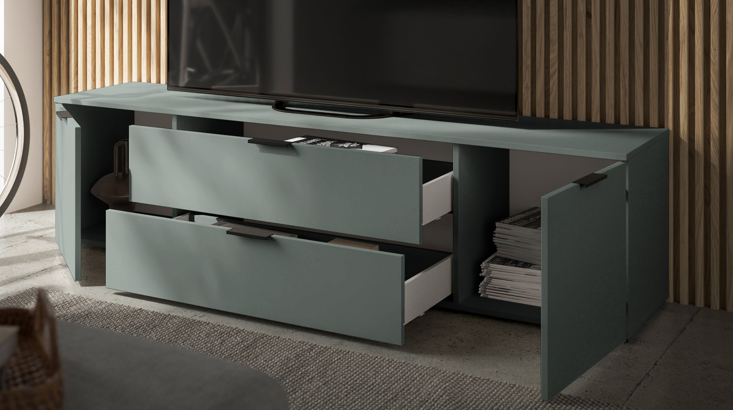 TV - Lowboard grün 180 cm TV-Board - LINZ