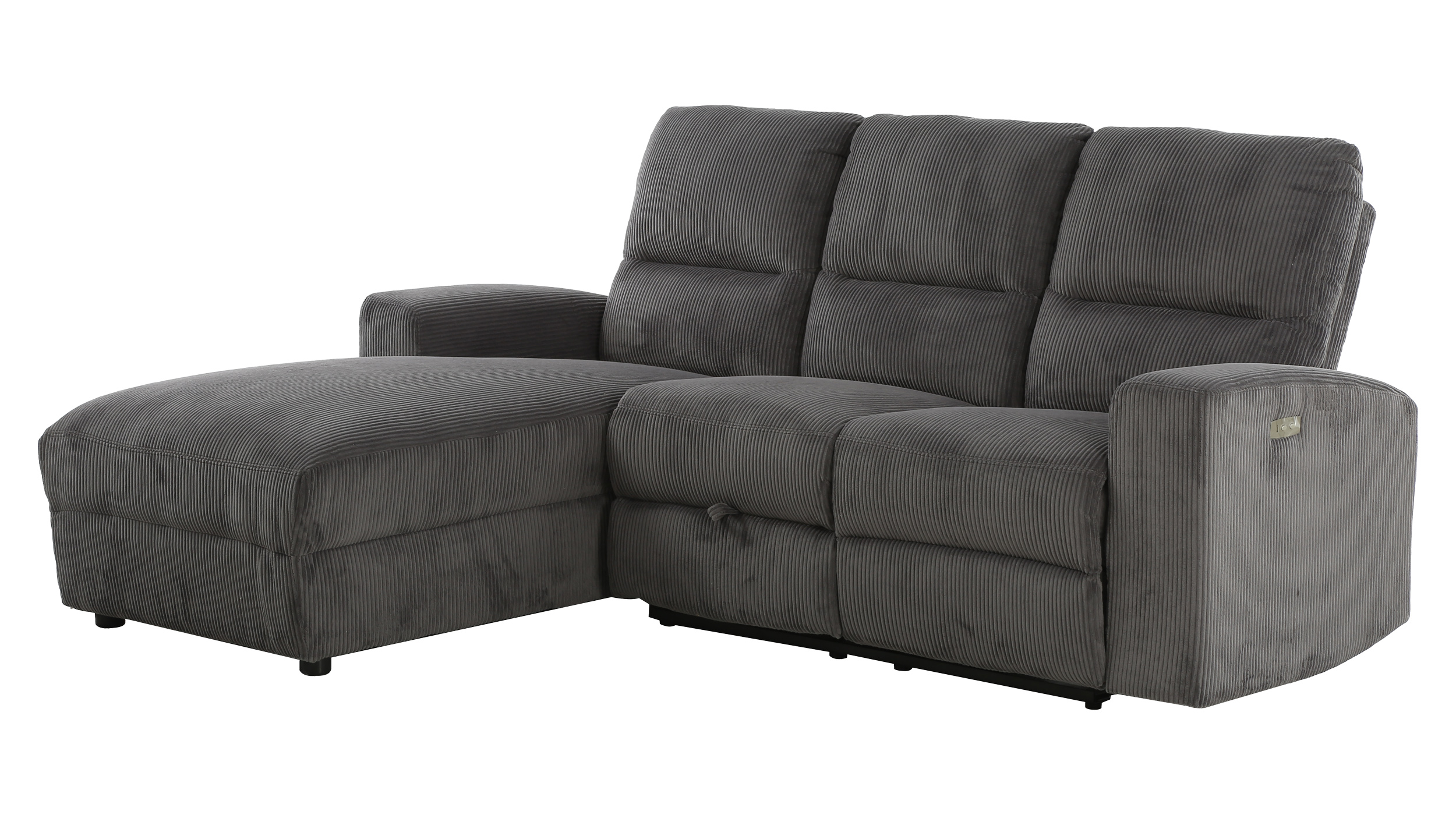 Ecksofa Cord grau 216 x 156 cm mit Relaxfunktion Federkern - PALINA