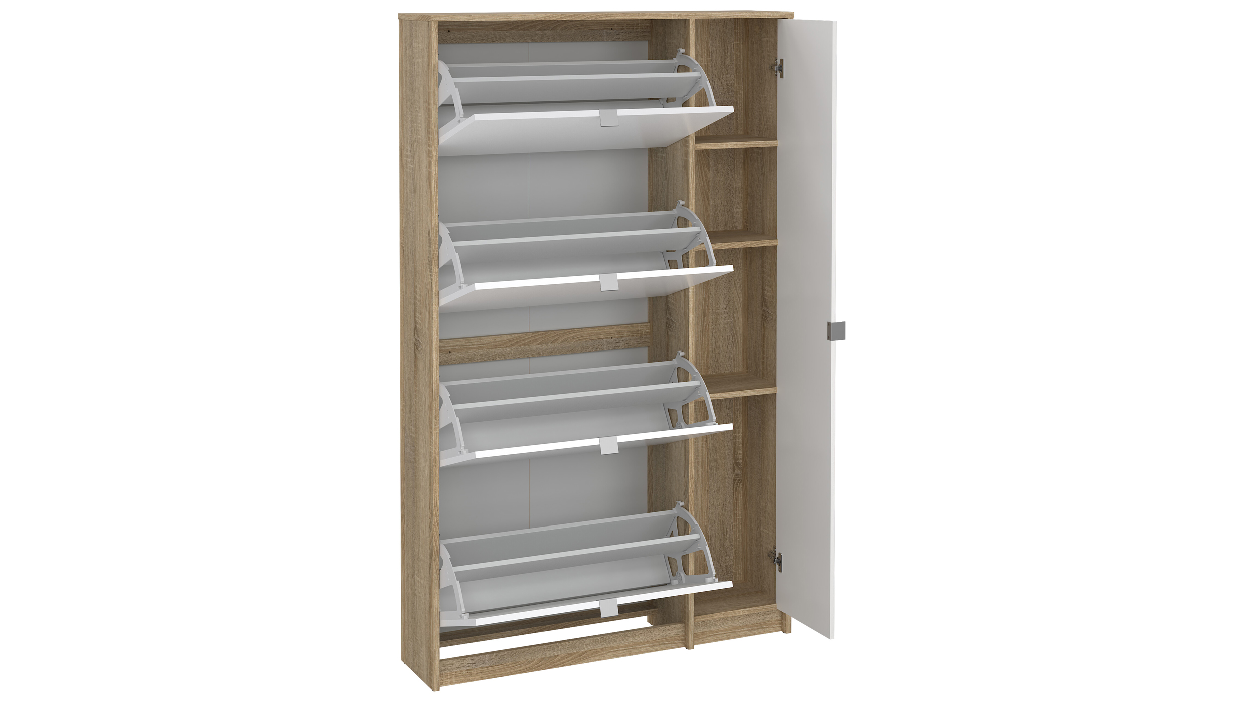 Schuhschrank weiß hochglanz - Eiche 99 x 162 cm - SHOES