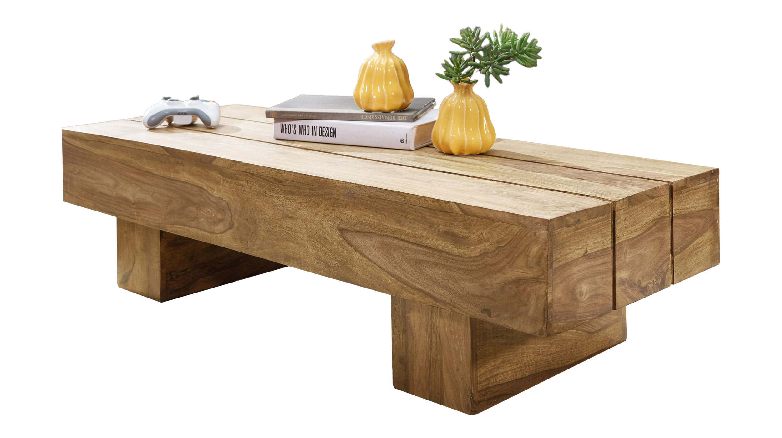 Couchtisch Akazie lackiert massiv 120 x 30 cm - CUBESO