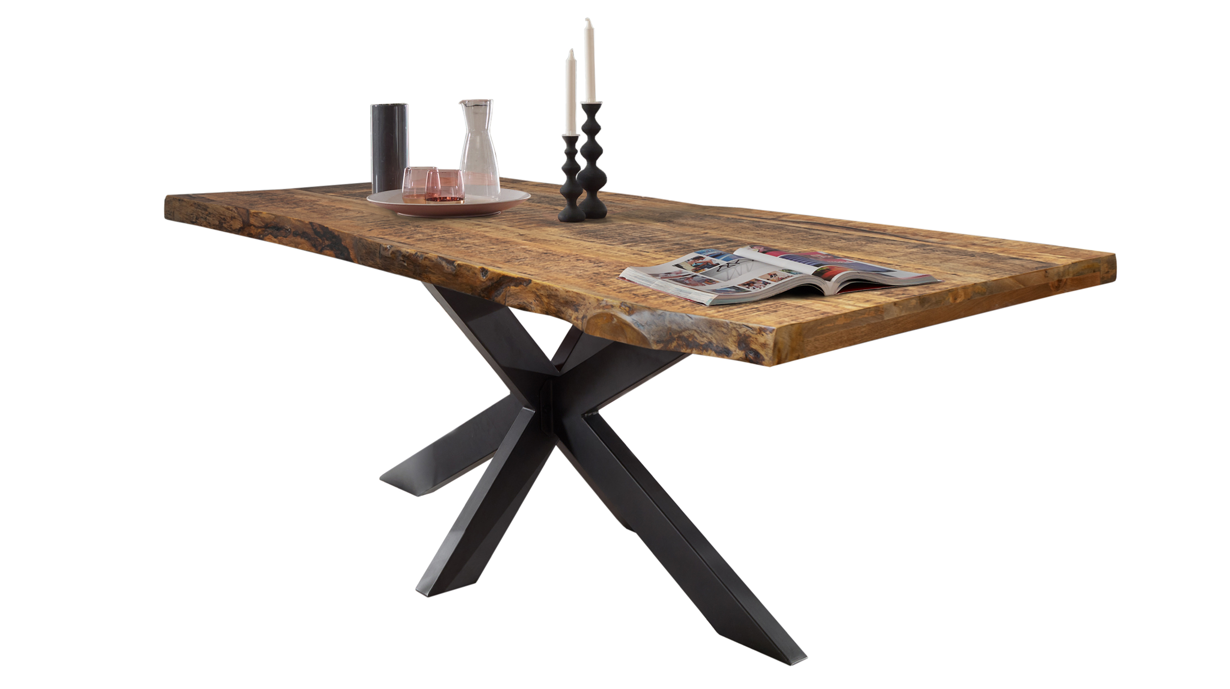 Esstisch Baumkantentisch massiv 140 cm Mango lackiert - TIM