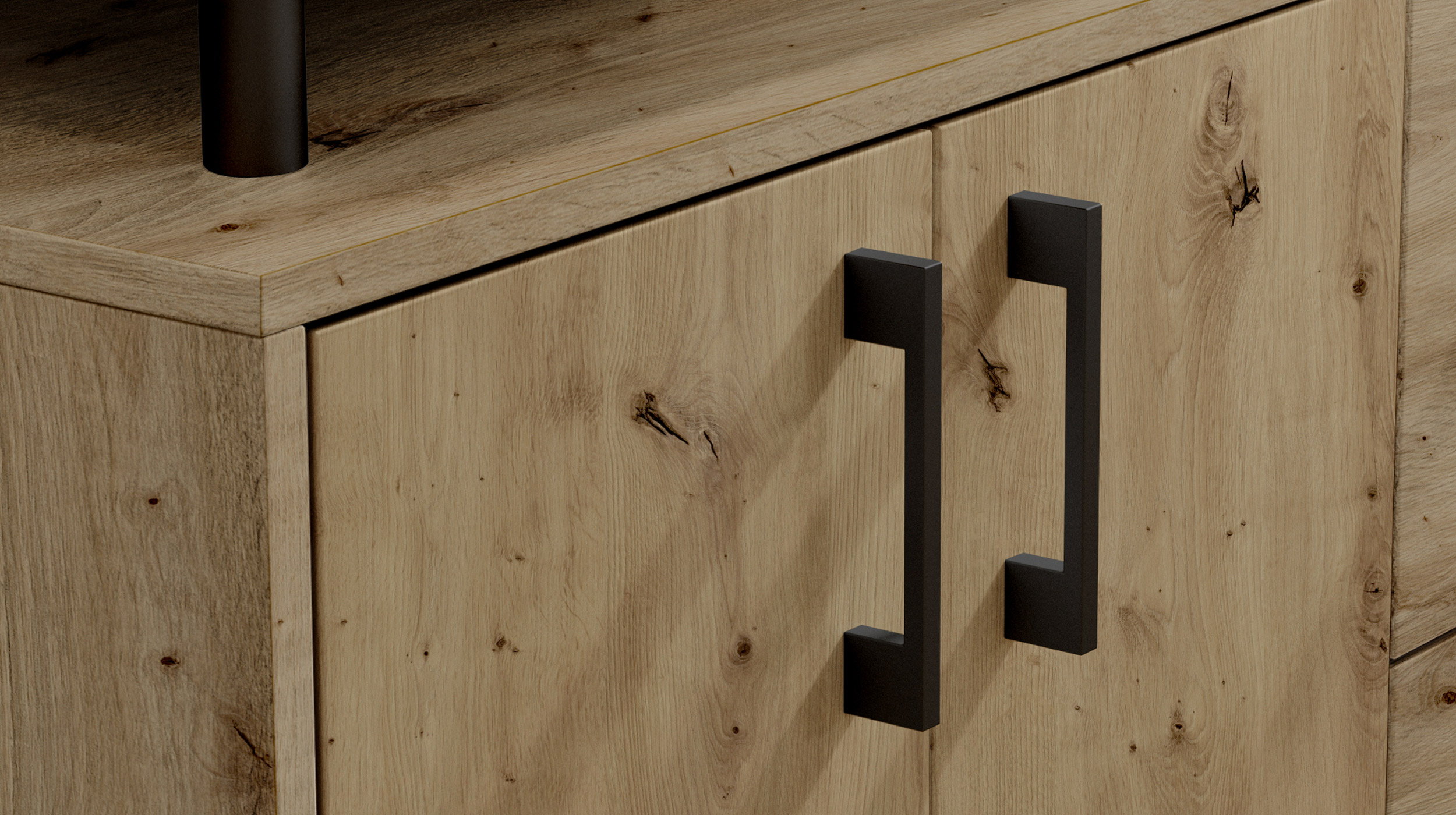Highboard 4 Türen 3 Schubladen Artisan Eiche 139 cm - DRIFT