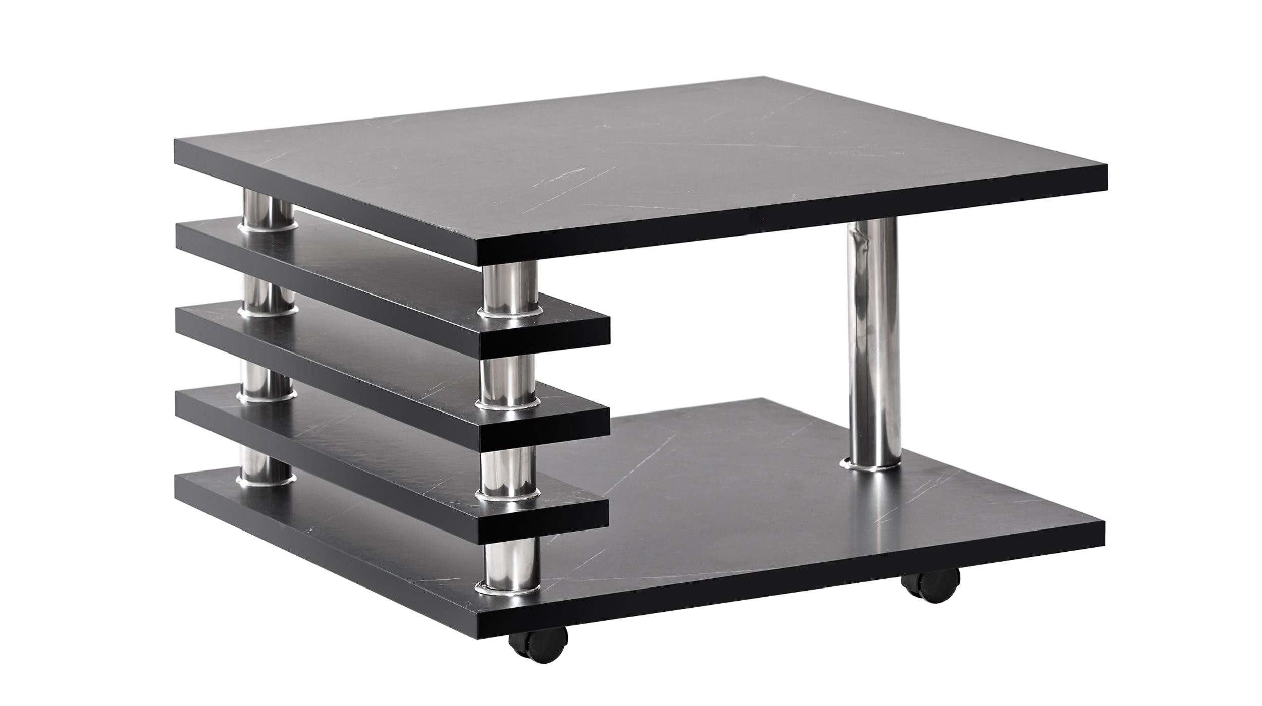 Couchtisch schwarz 65 x 65 cm Marmoroptik - ALVARO