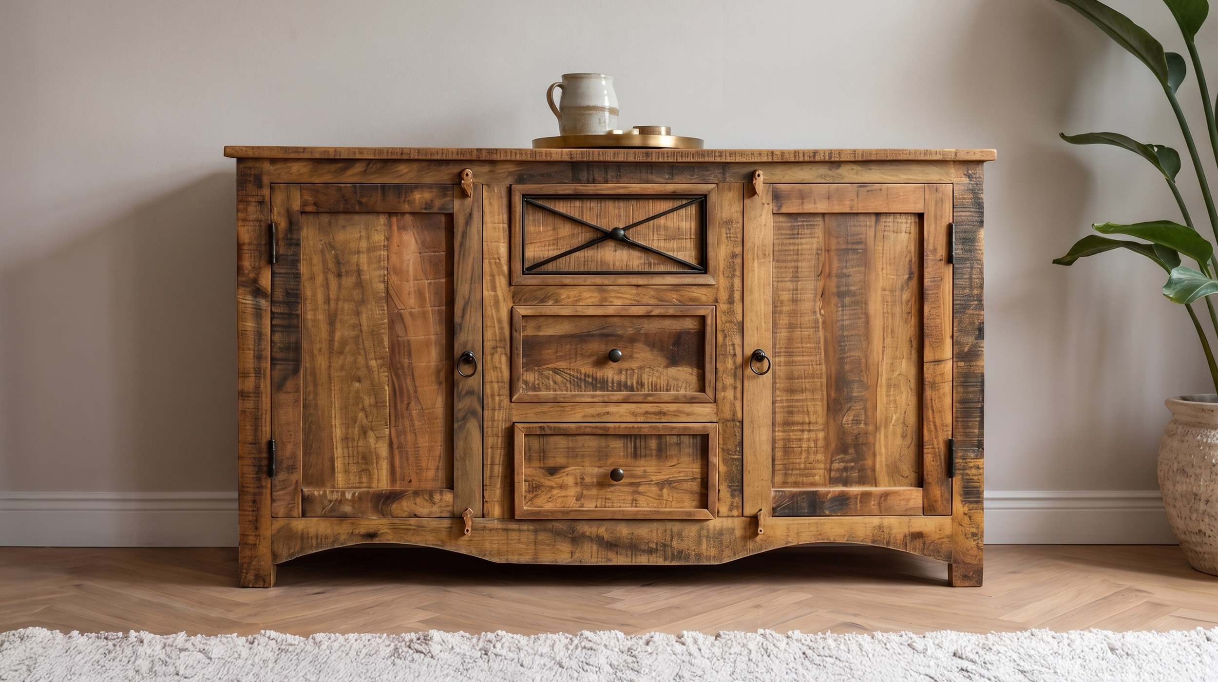 Sideboard 150 cm Akazie massiv lackiert montiert - ACANO