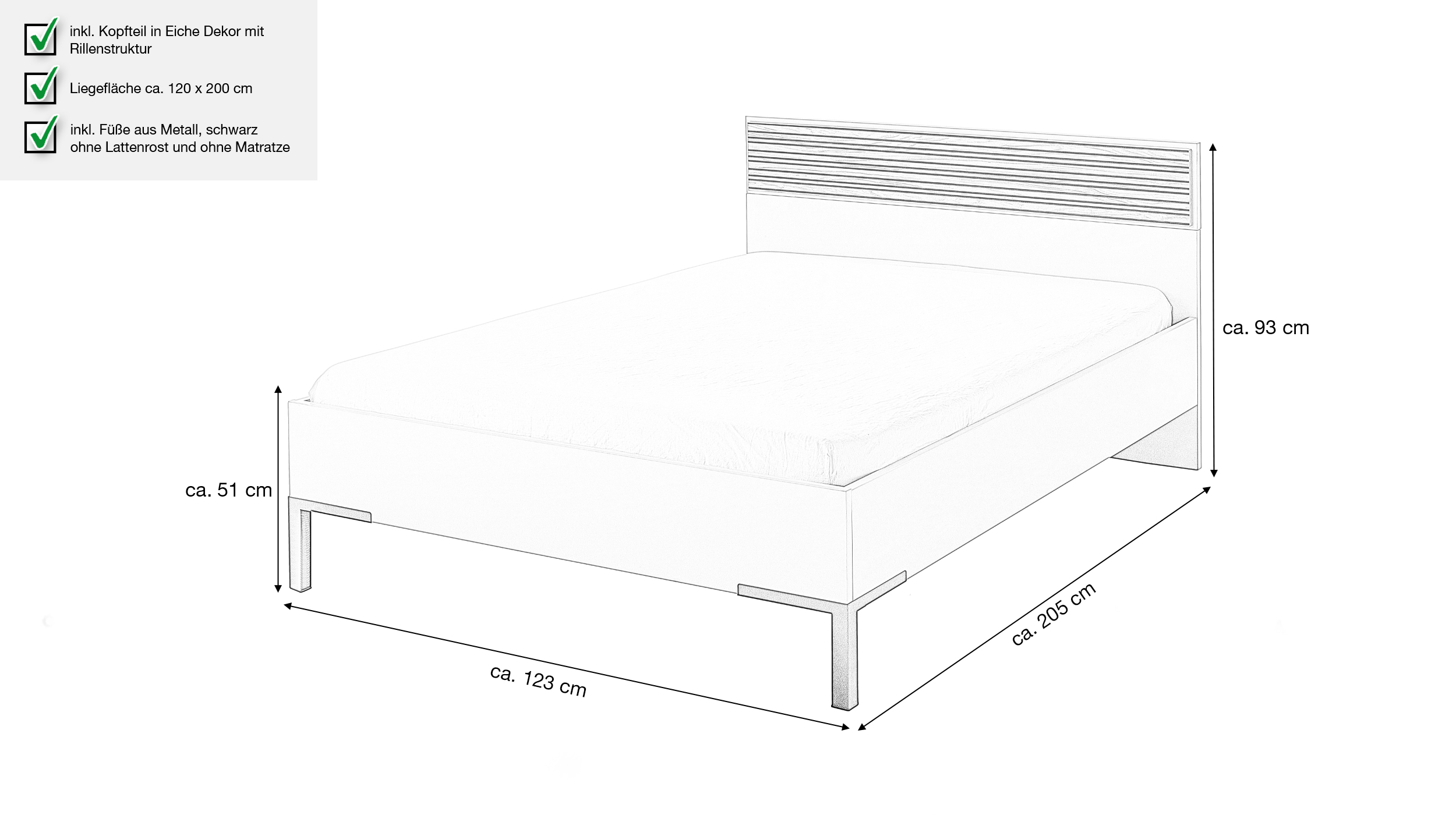 Jugendbett 120 x 200 cm Eiche - beige - BRAVO