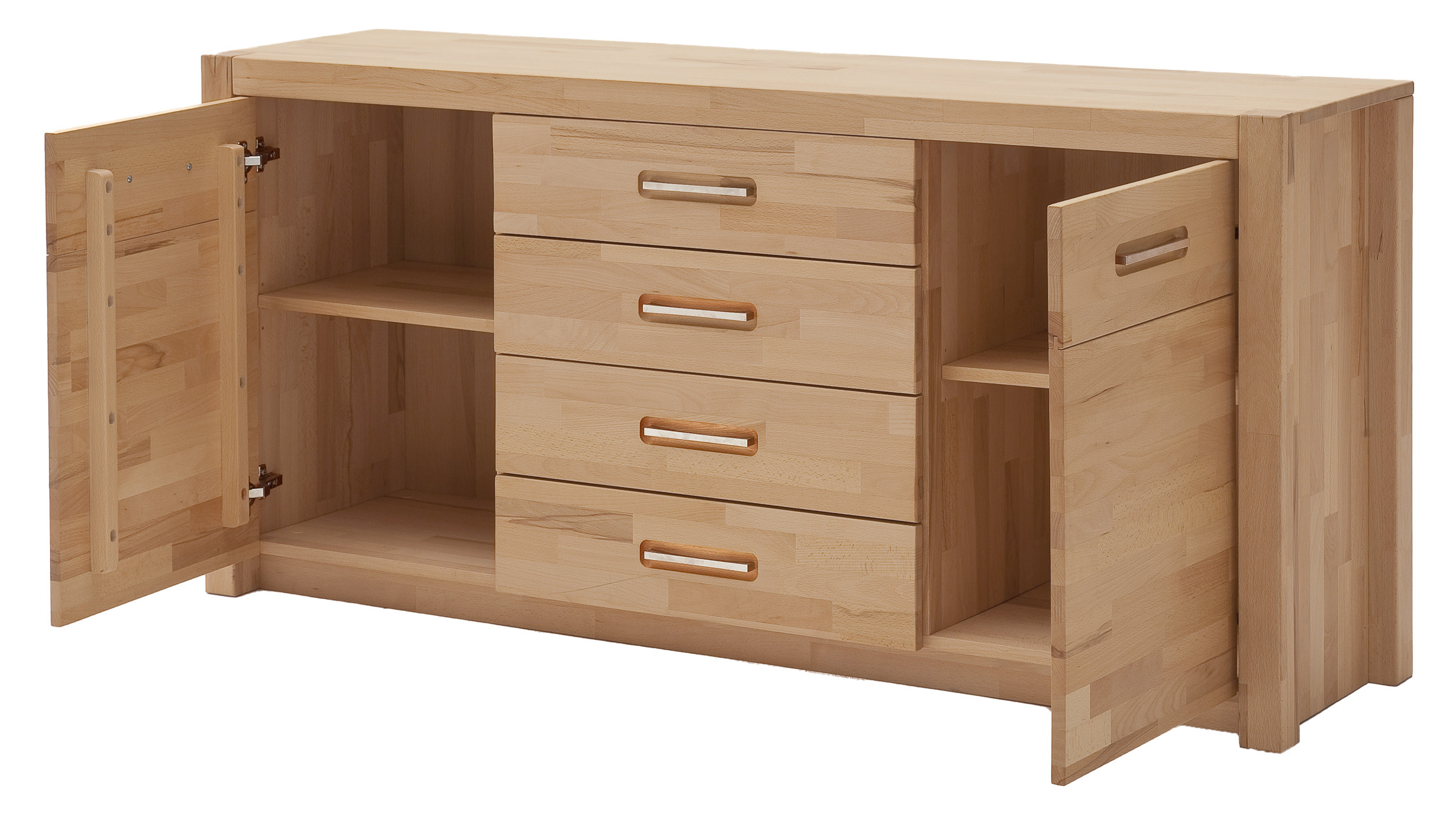 Sideboard mit 4 Schubladen Kernbuche massiv geölt 163 cm - FENJA