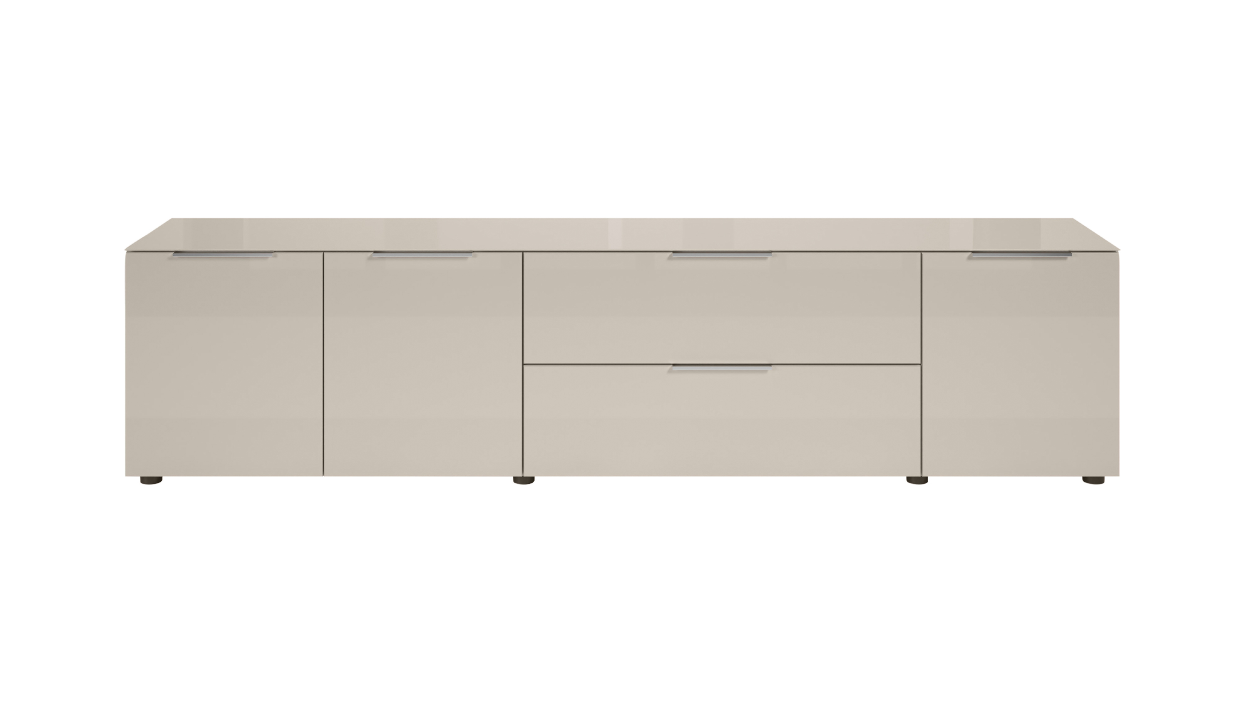 TV-Lowboard beige - Glasfront - 226 cm - SANTORIN