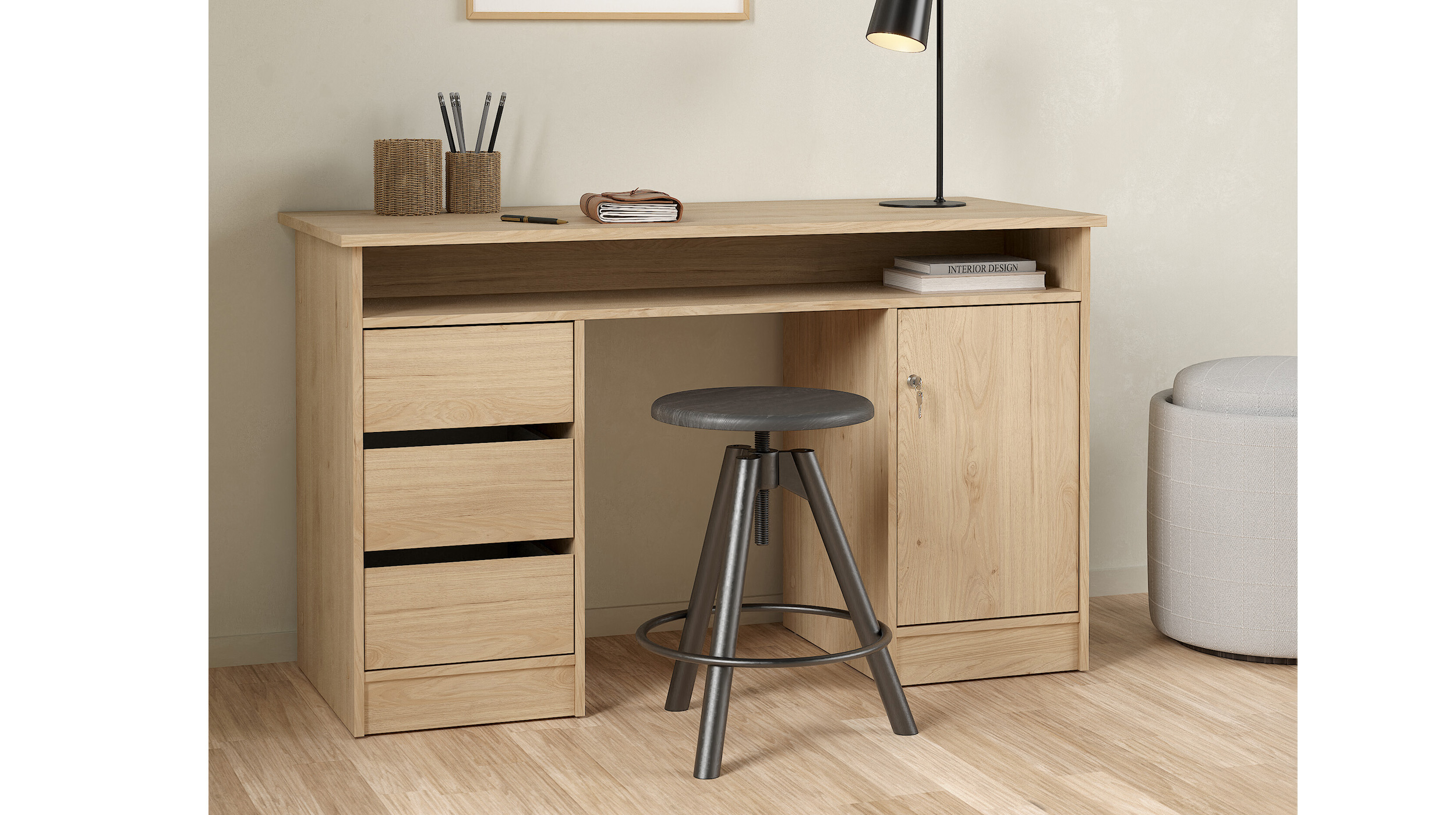 Computerschreibtisch Jackson Hickory 126 cm - FUNCTION PLUS