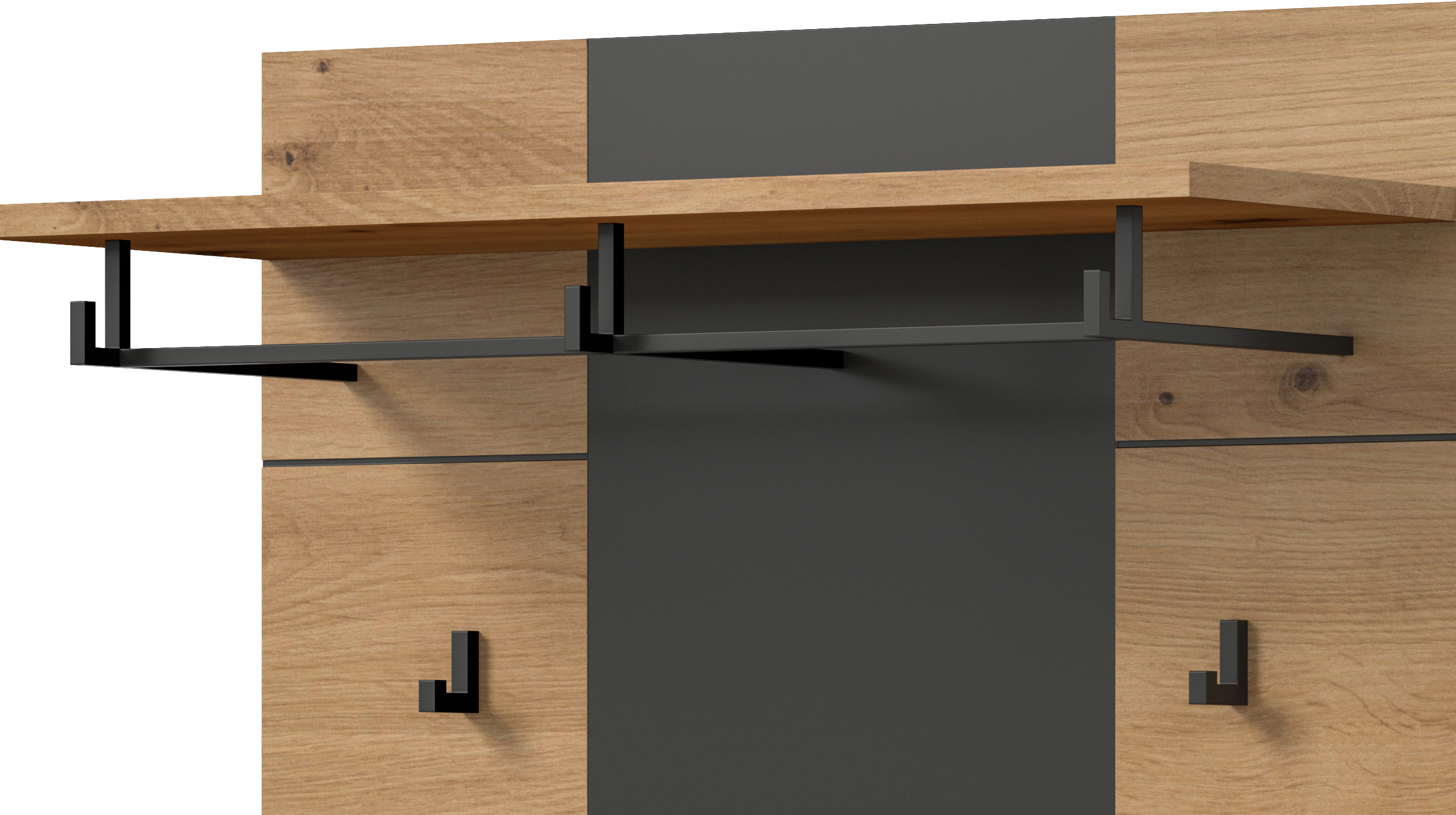 Wandgarderobe Paneel anthrazit Artisan Eiche 80 cm - CANU
