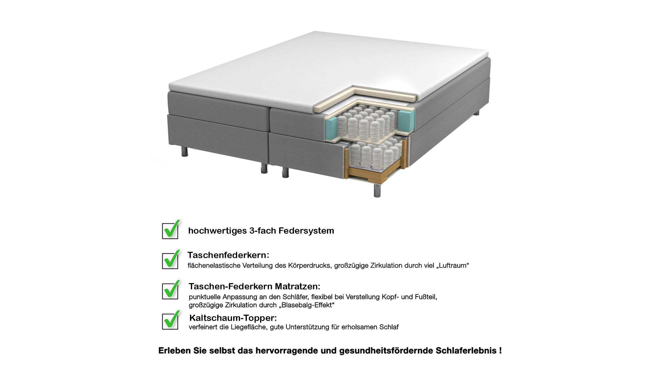 Boxspringbett 180 x 200 cm grau-blau Microchenillebezug - SALVO