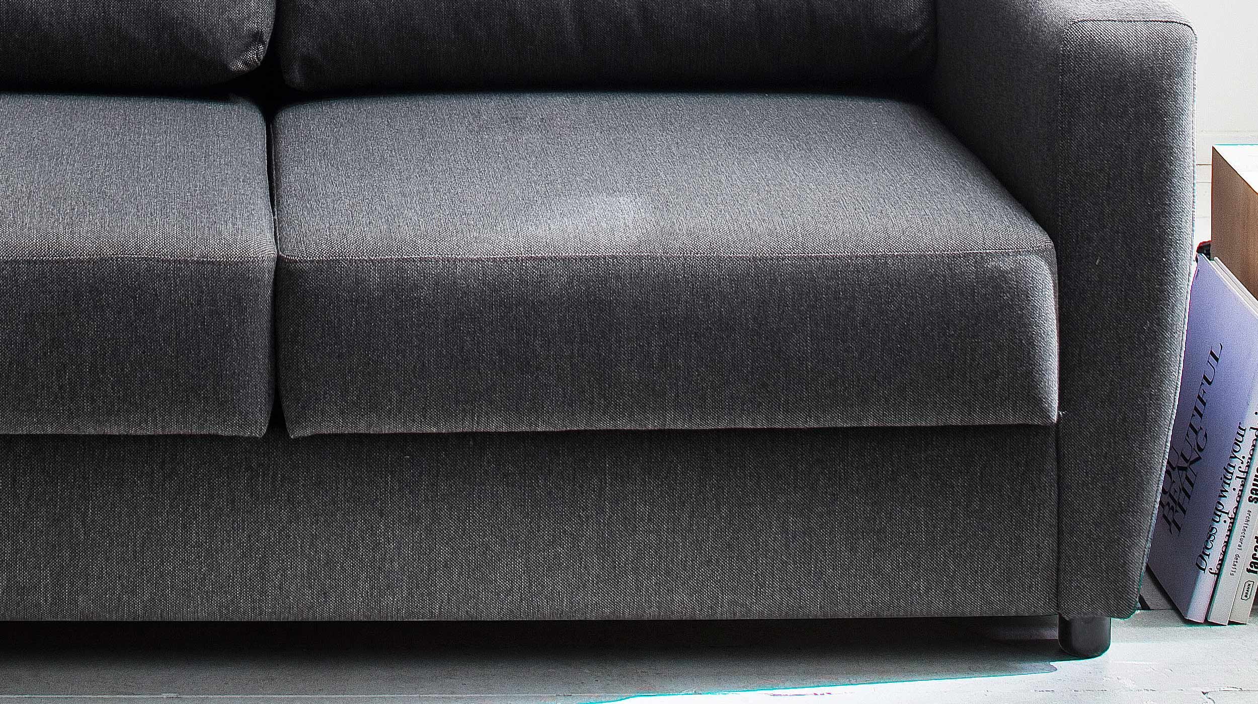 Schlafsofa grau ausziehbar Federkern 176 x 74 cm - MÜRITZ