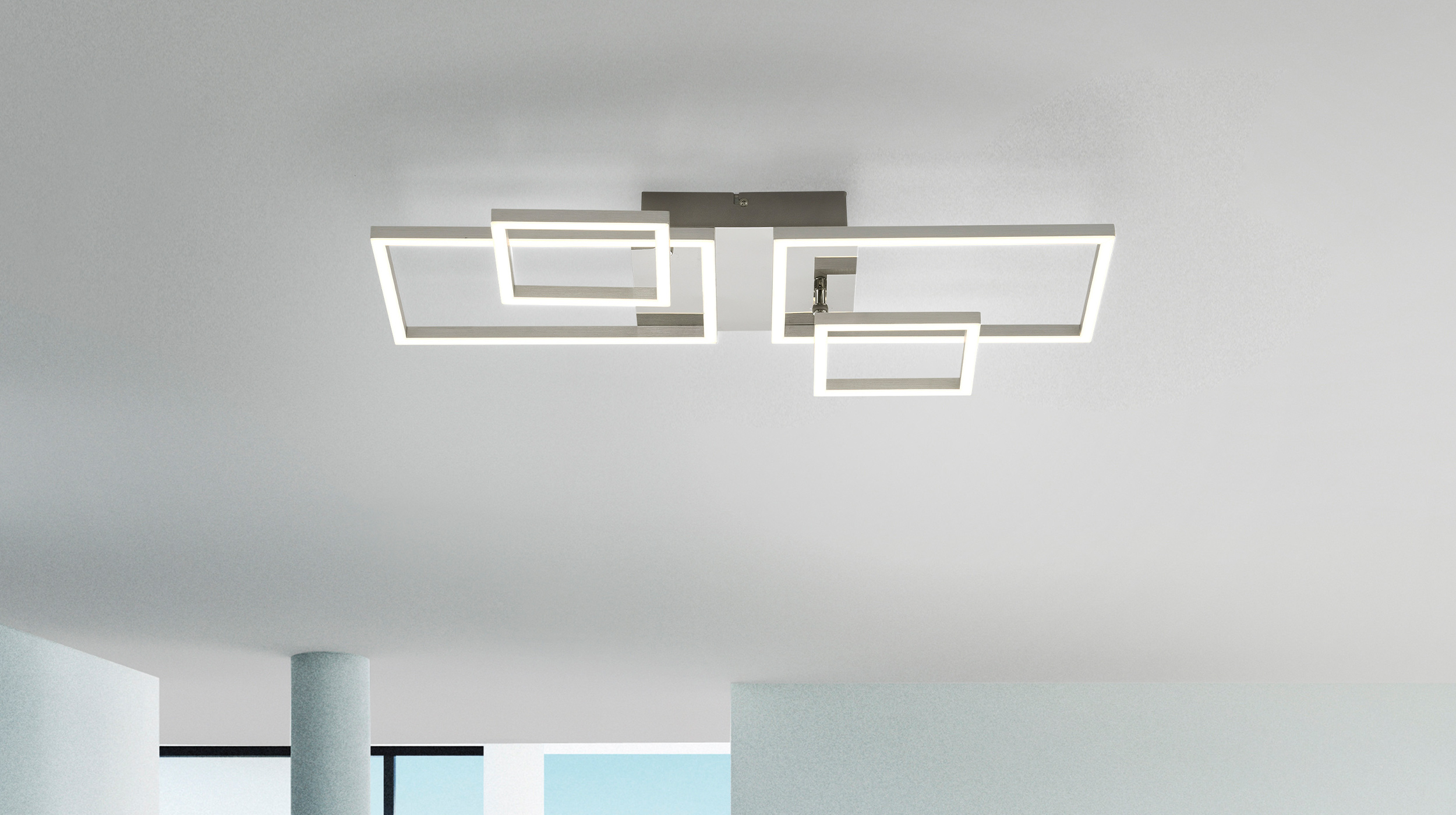 Deckenleuchte stahlfarben 65 x 8 cm 4 LED Paneele drehbar - IVEN