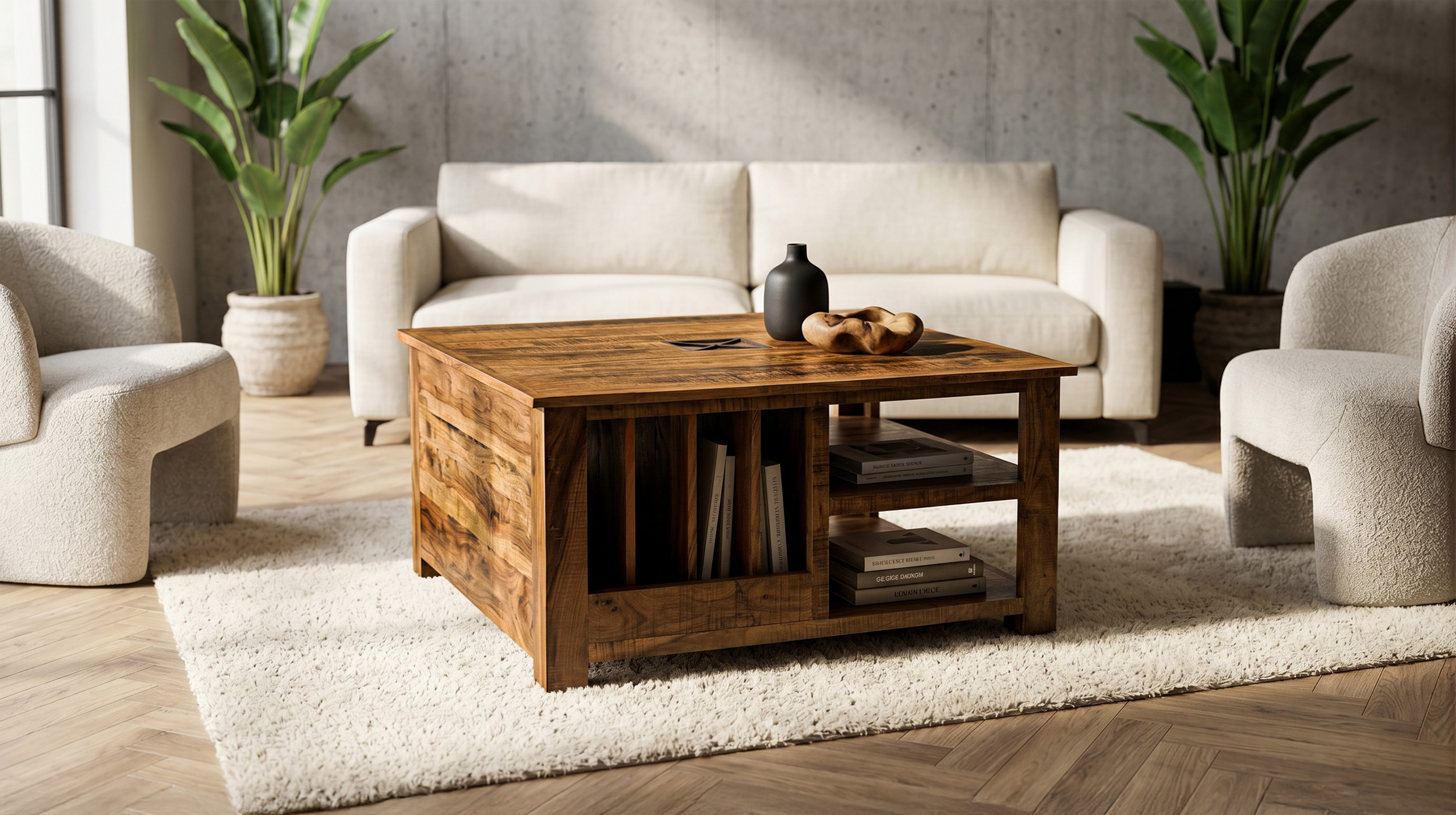 Couchtisch Akazie massiv lackiert 90 cm - montiert - ACANO